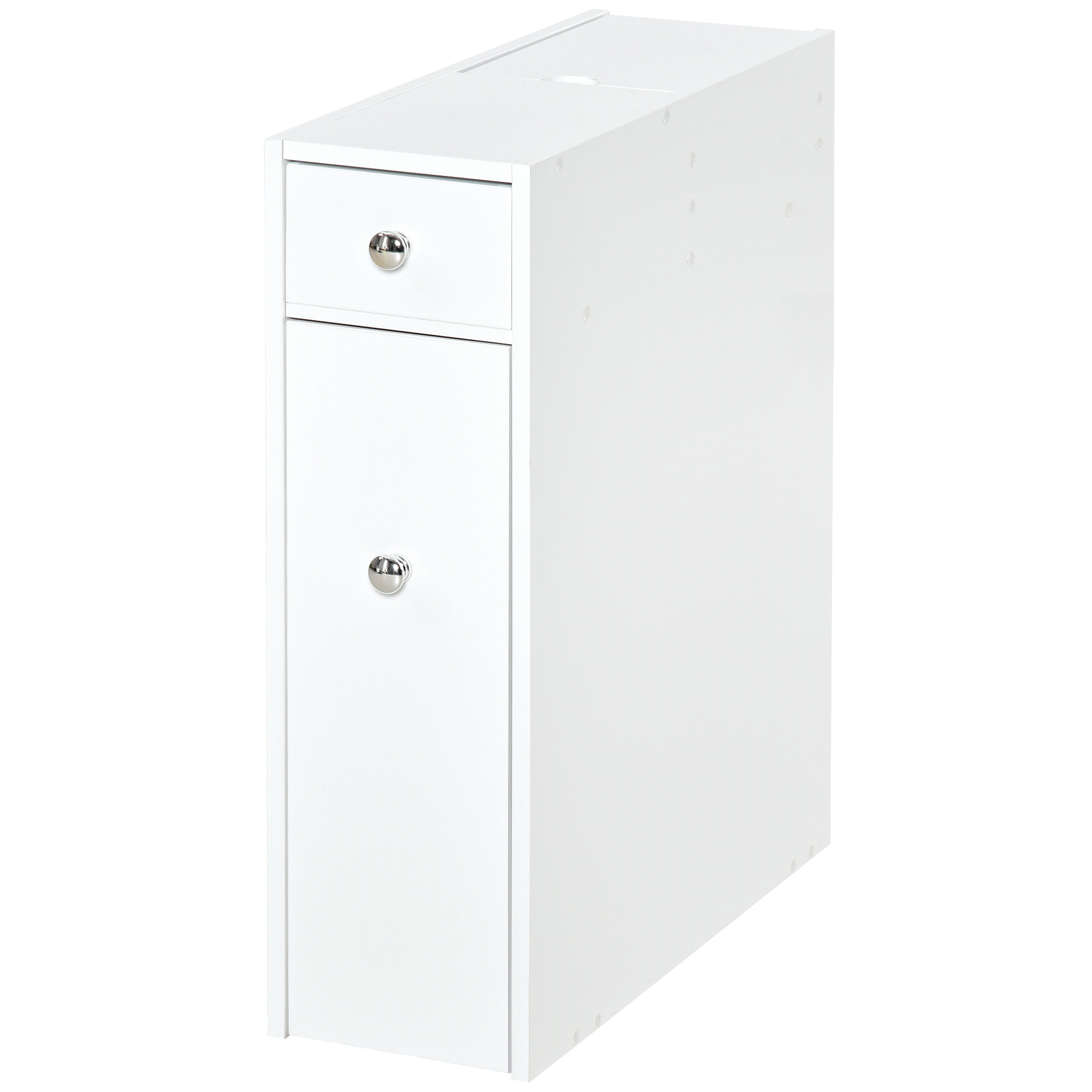 Bathroom Slim Floor Cabinet Narrow Wooden Storage Home Bath Toilet Cupboard — image 4