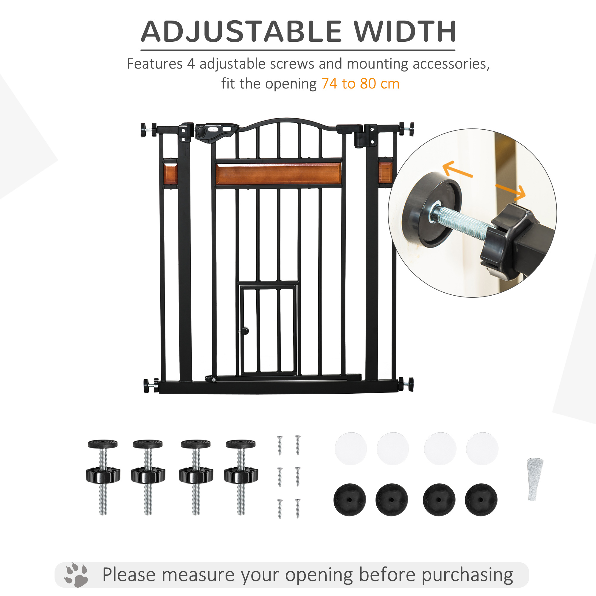 Pet Gate Safety Gate,with Cat Flap,Auto Close,for — image 5