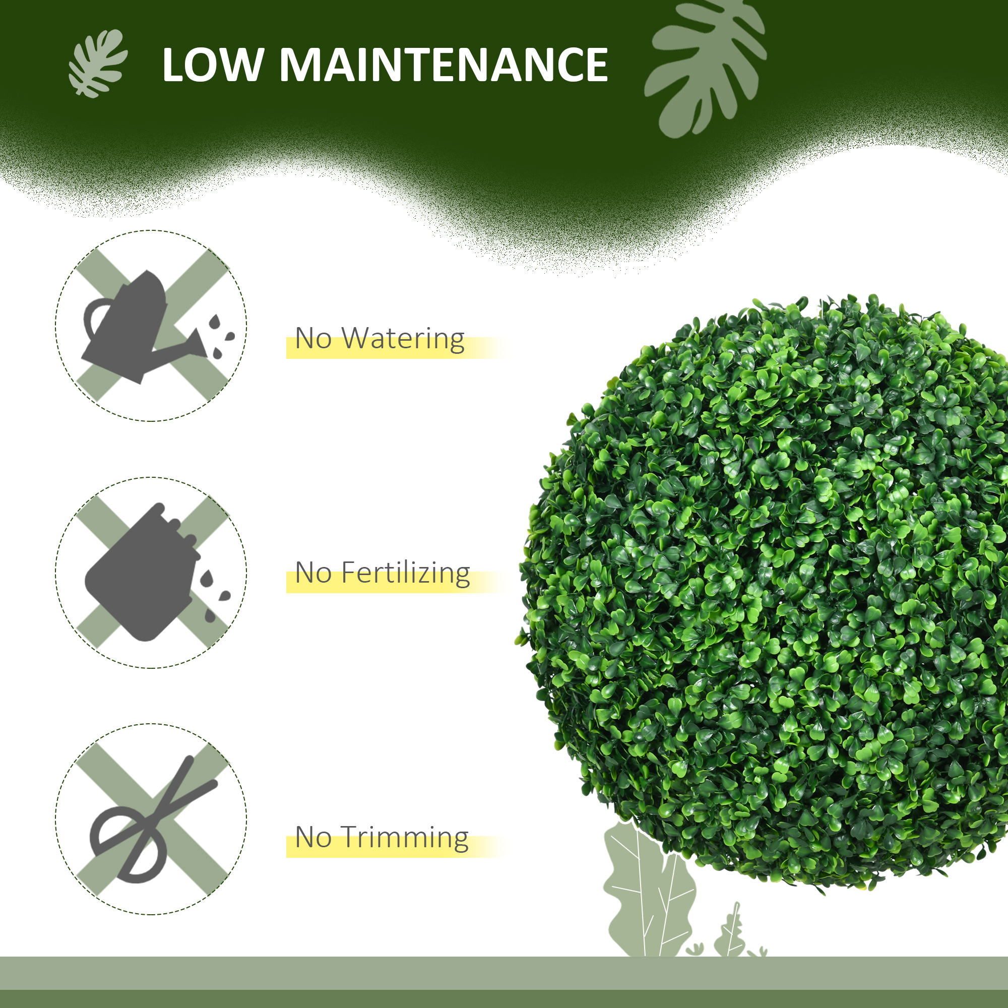 Set of two artificial boxwood balls plants-green