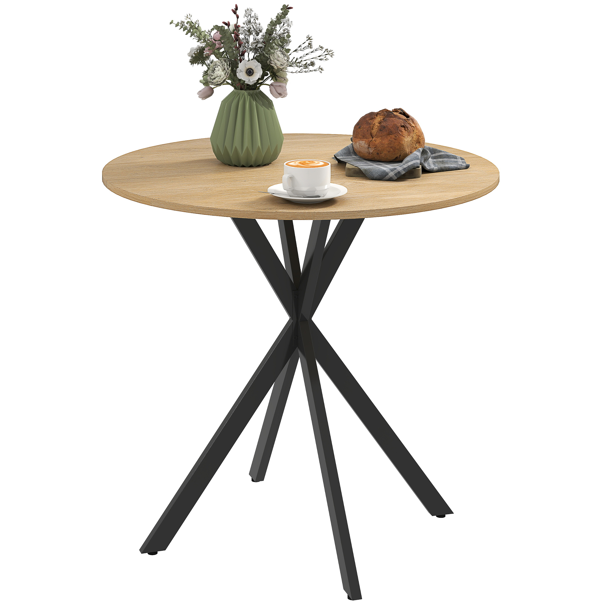 80cm Industrial Round Dining Table-White Oak — image 5