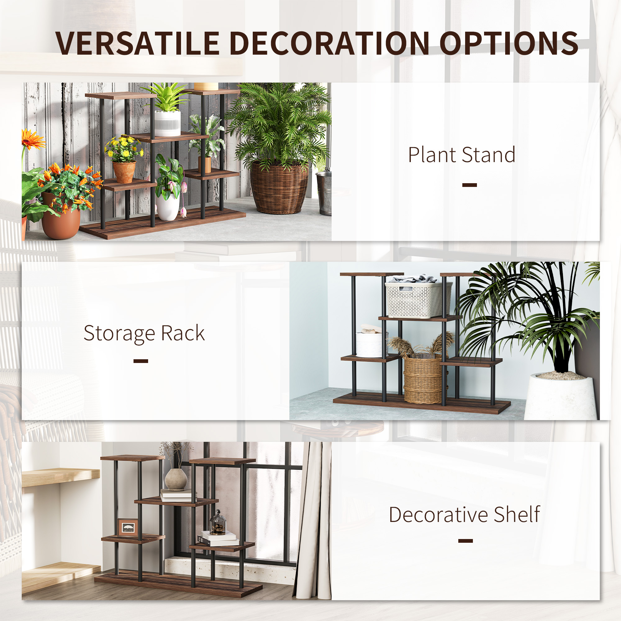 Four-tier wooden shelf plant stand