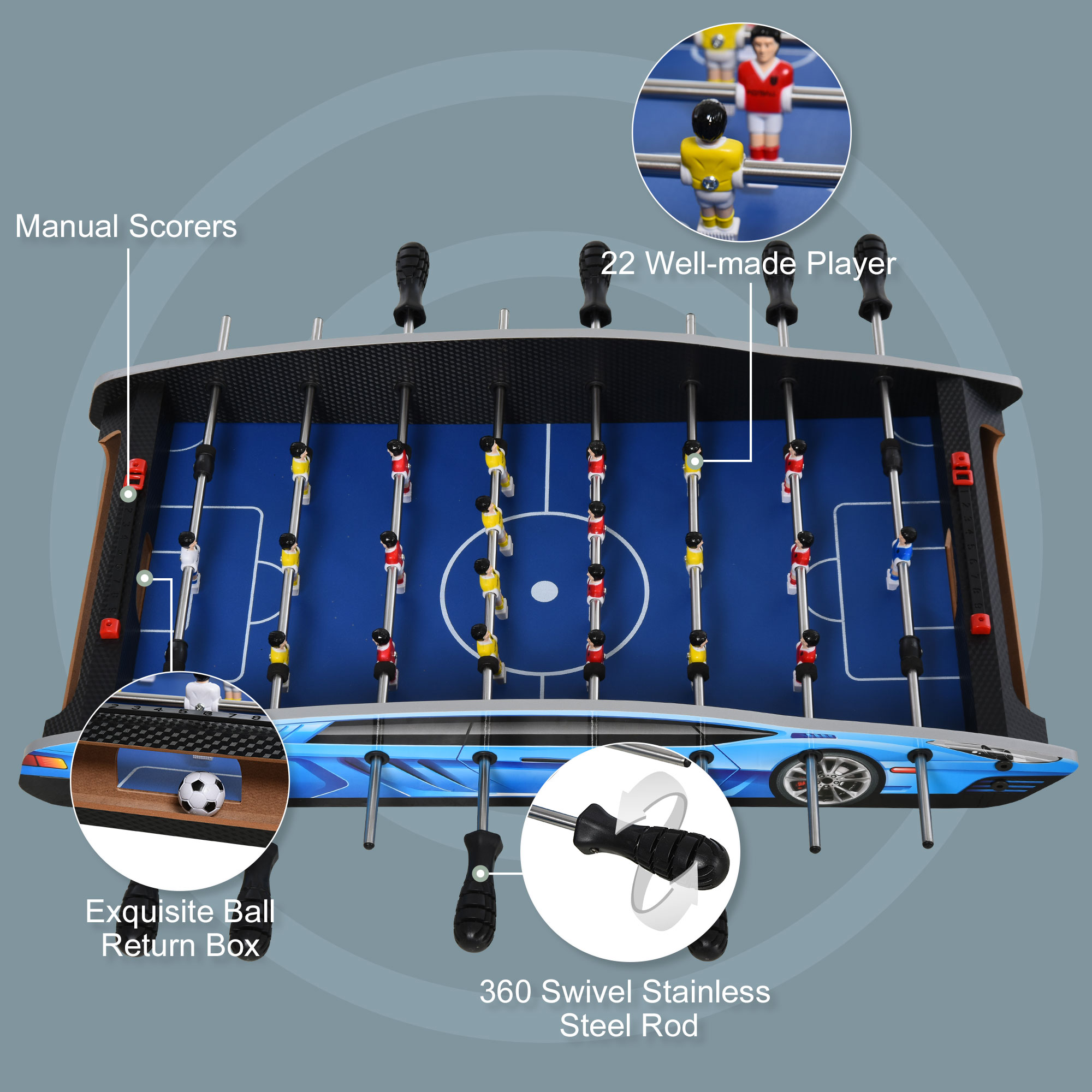 29 Inch Mini Tabletop Football Foosball Gaming Table Play