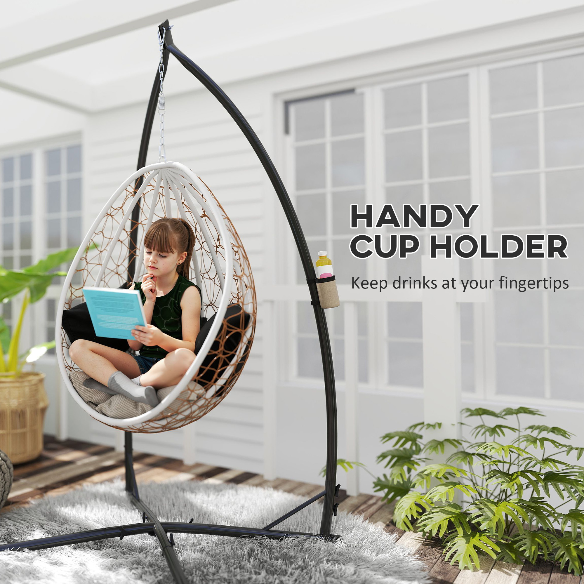 Hammock Chair Stand Only,Hanging With X-Shape Base,Heavy Duty Steel Single Egg