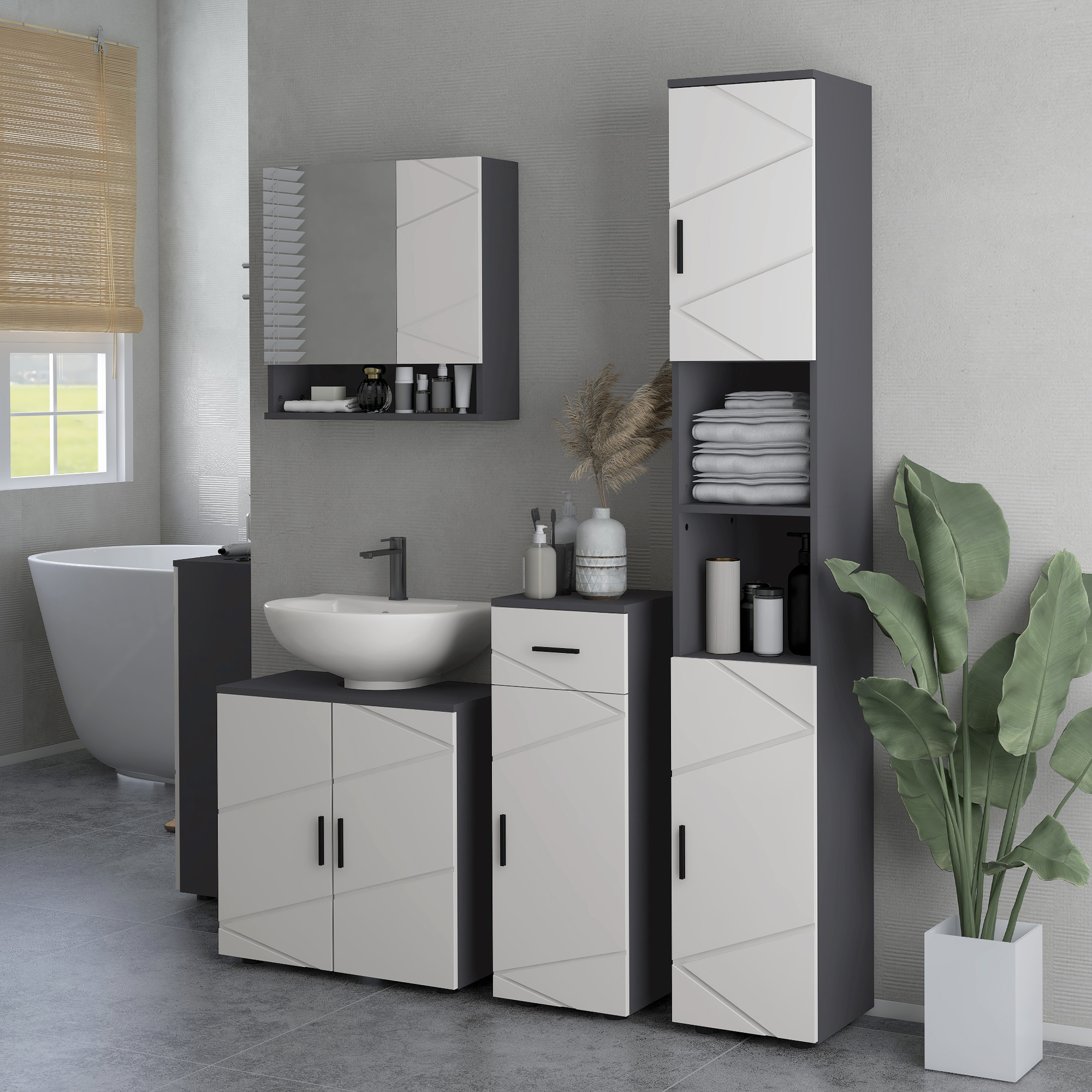 Pedestal Sink Bathroom Cabinet,Bathroom Vanity Unit With 20 X 20cm "U" Cut-Out — image 2