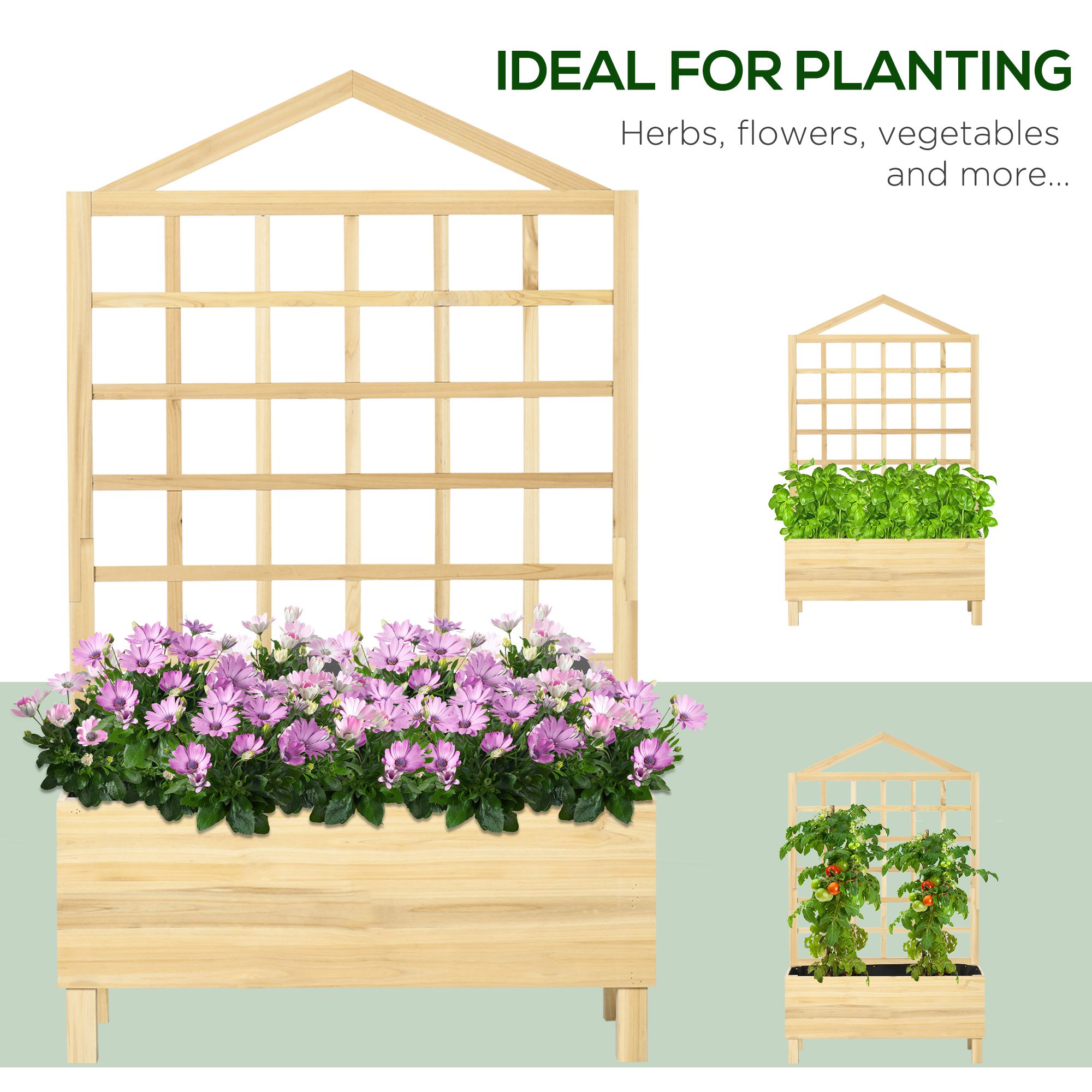 Garden Planters With Trellis For Vine Climbing,Distressed Wooden Raised — image 4