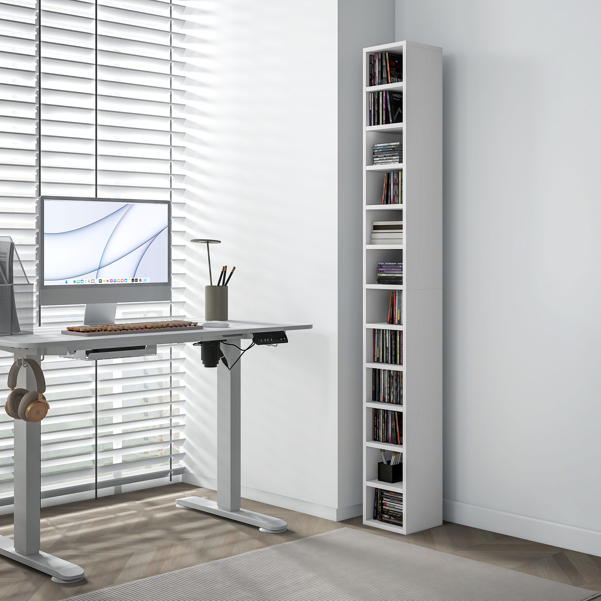 204 CD Tall Narrow Media Storage Tower-White — image 2