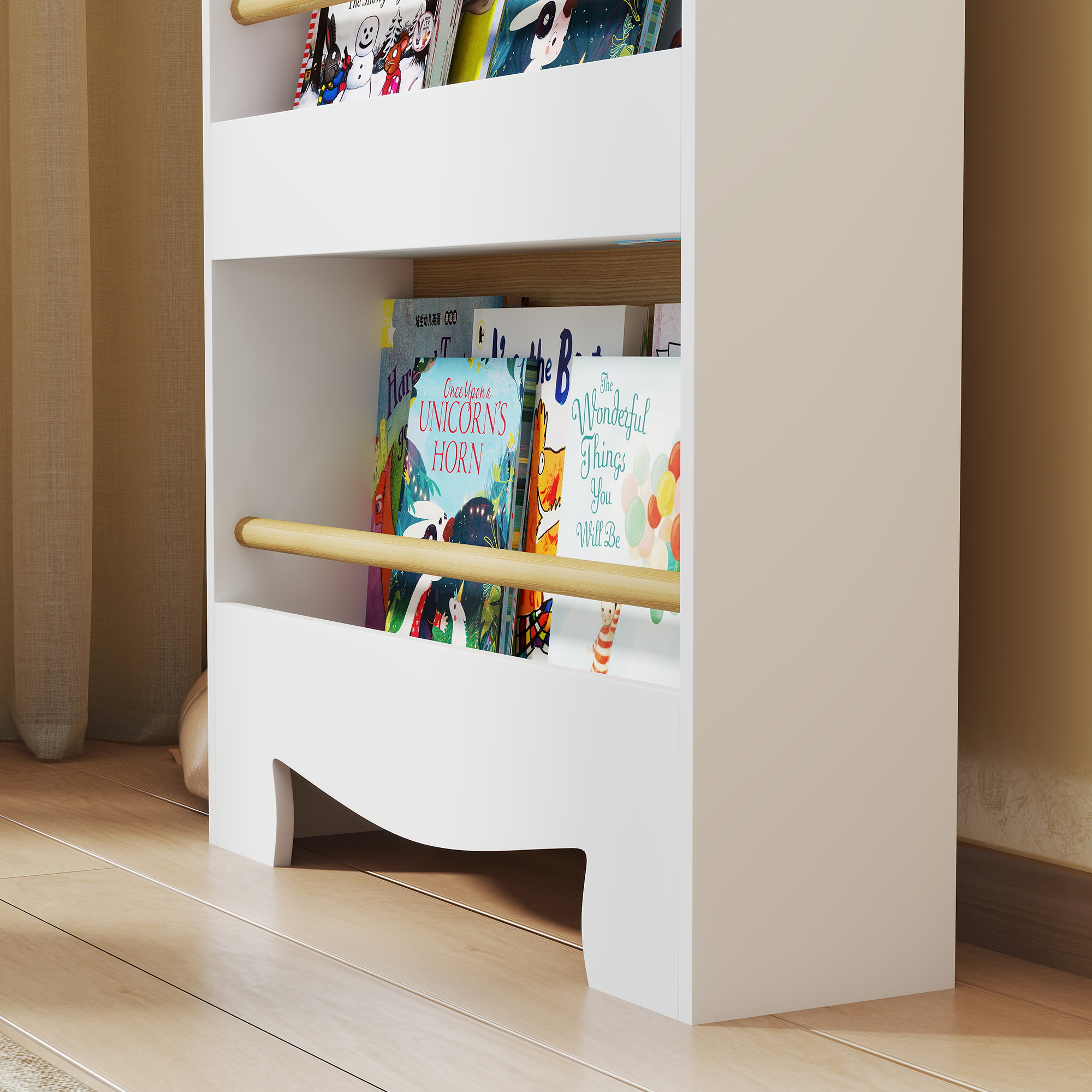 Kids Bookshelf,3 Tier Children Bookcase,Bear Theme Toddler Space-Saving