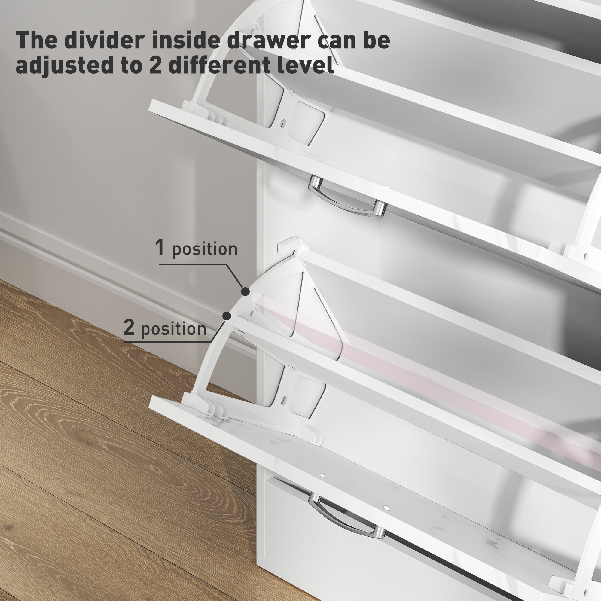 Marble Shoe Storage Cabinet With 3 Flip Drawers,Hallway Top Drawer — image 5