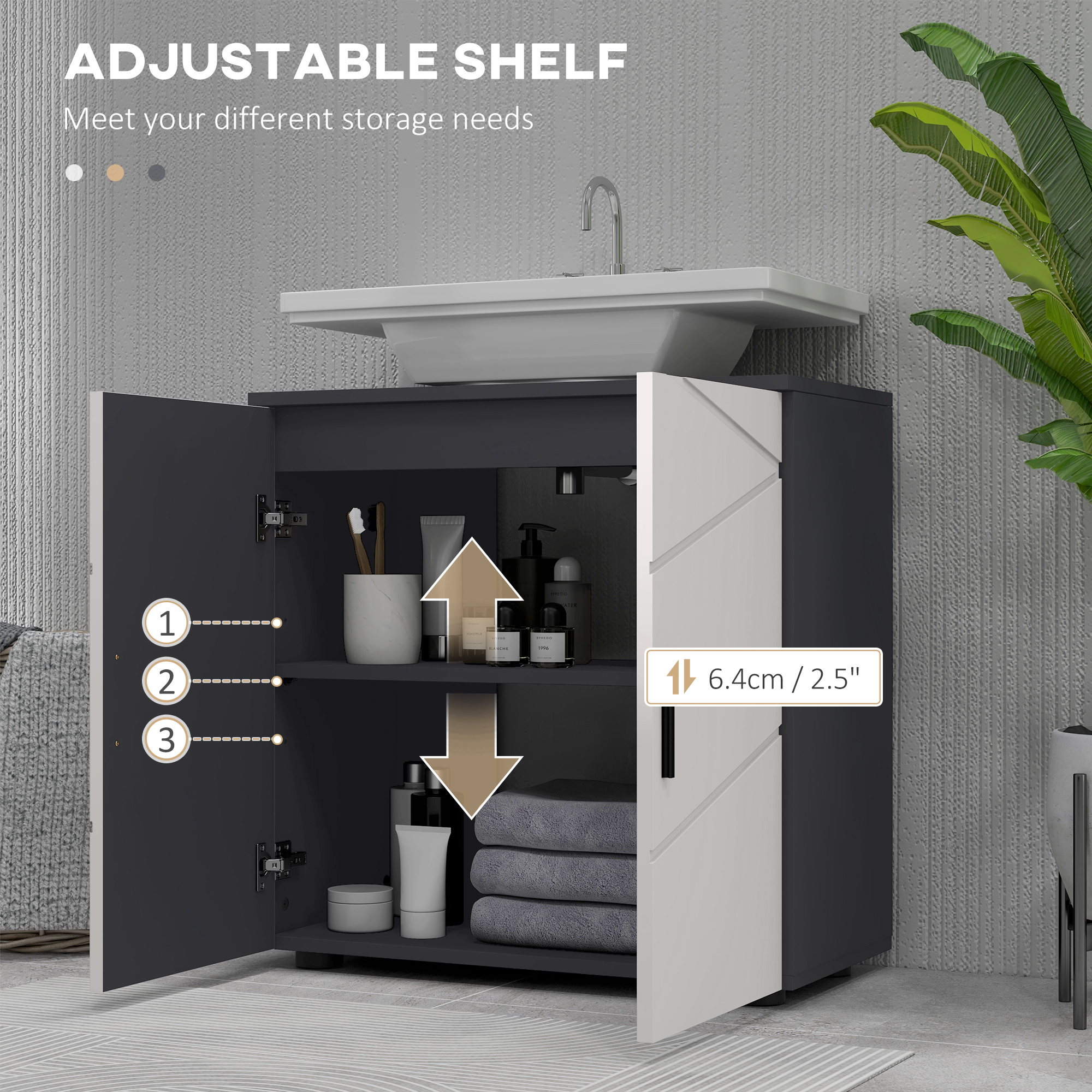 Under Sink Bathroom Cabinet,Bathroom Vanity Unit,Basin Storage Cupboard — image 5