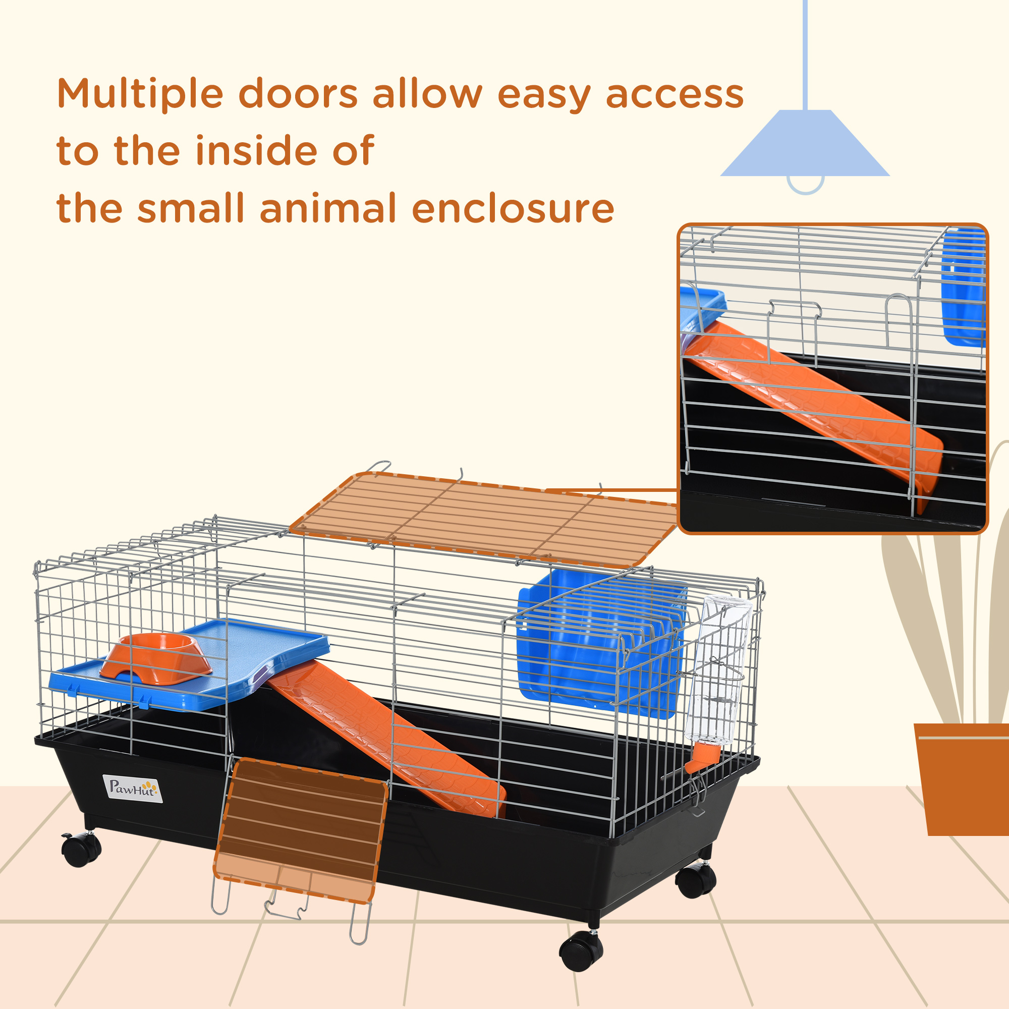 Small Animal Cage Rabbit Guinea Pigs Chinchillas W/ Wheels Water Bottle Food — image 3