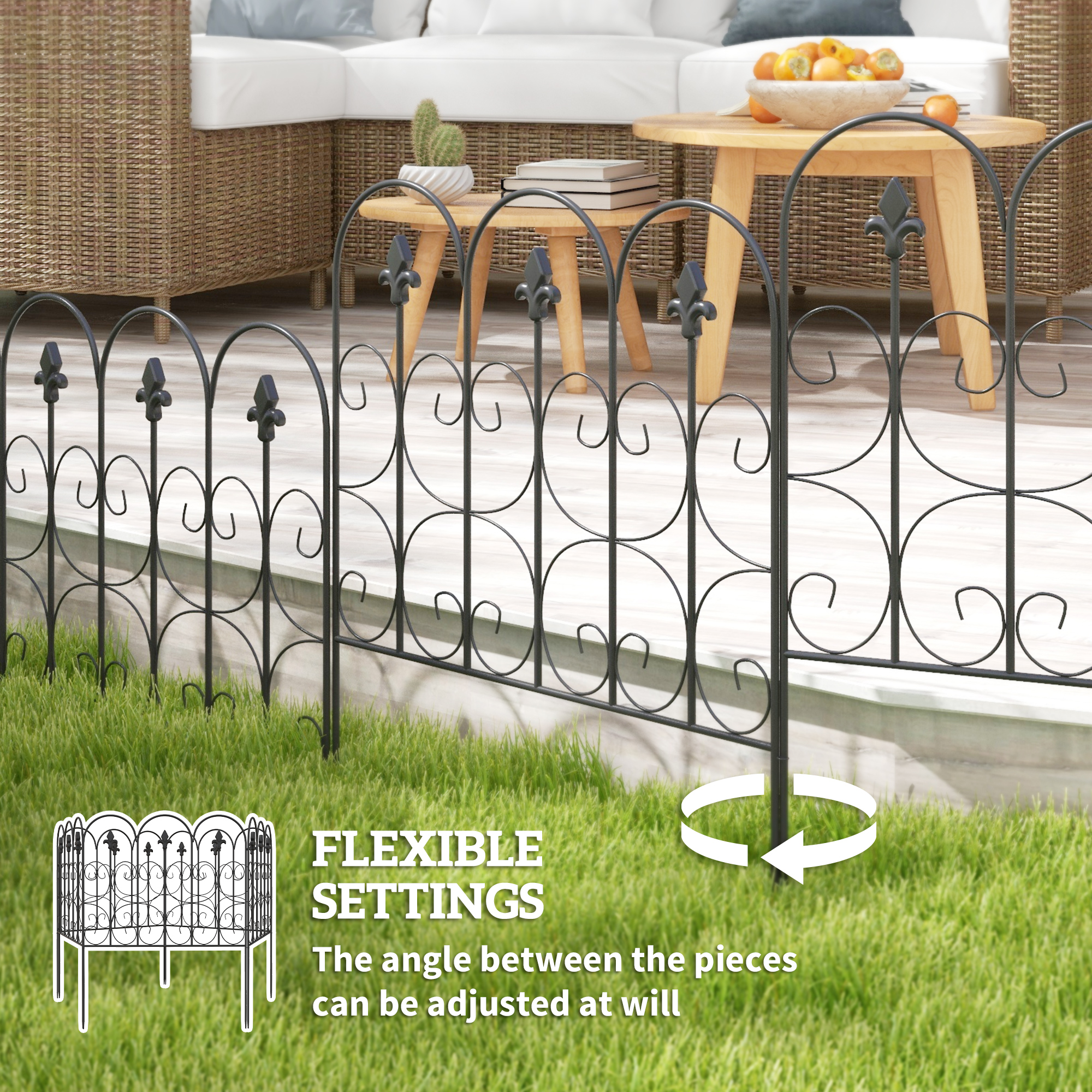Decorative Garden Fencing,83cm (H) X 3m (L) 5PCs Outdoor Picket Fence — image 3