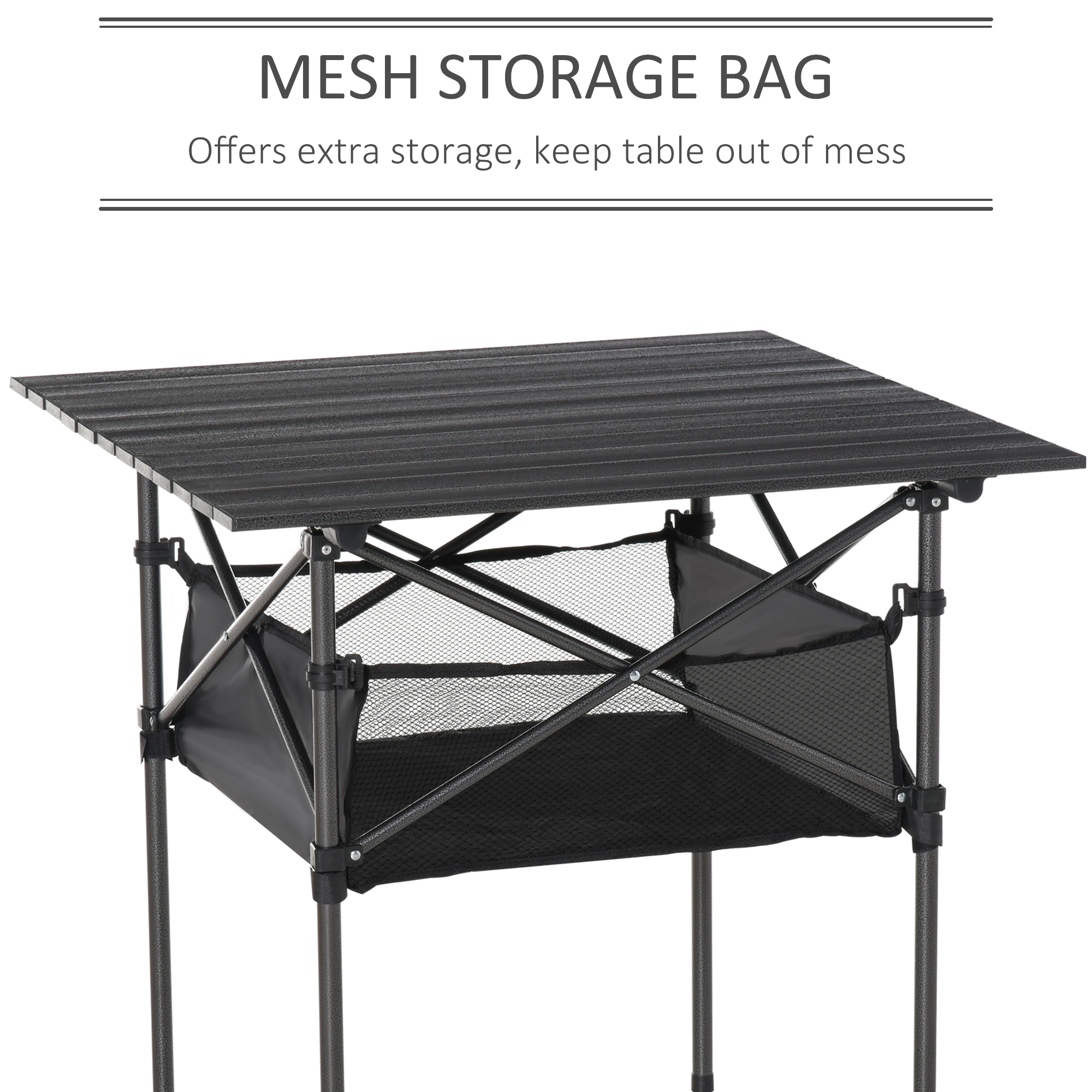 Outsunny outdoor folding camping table w/ storage