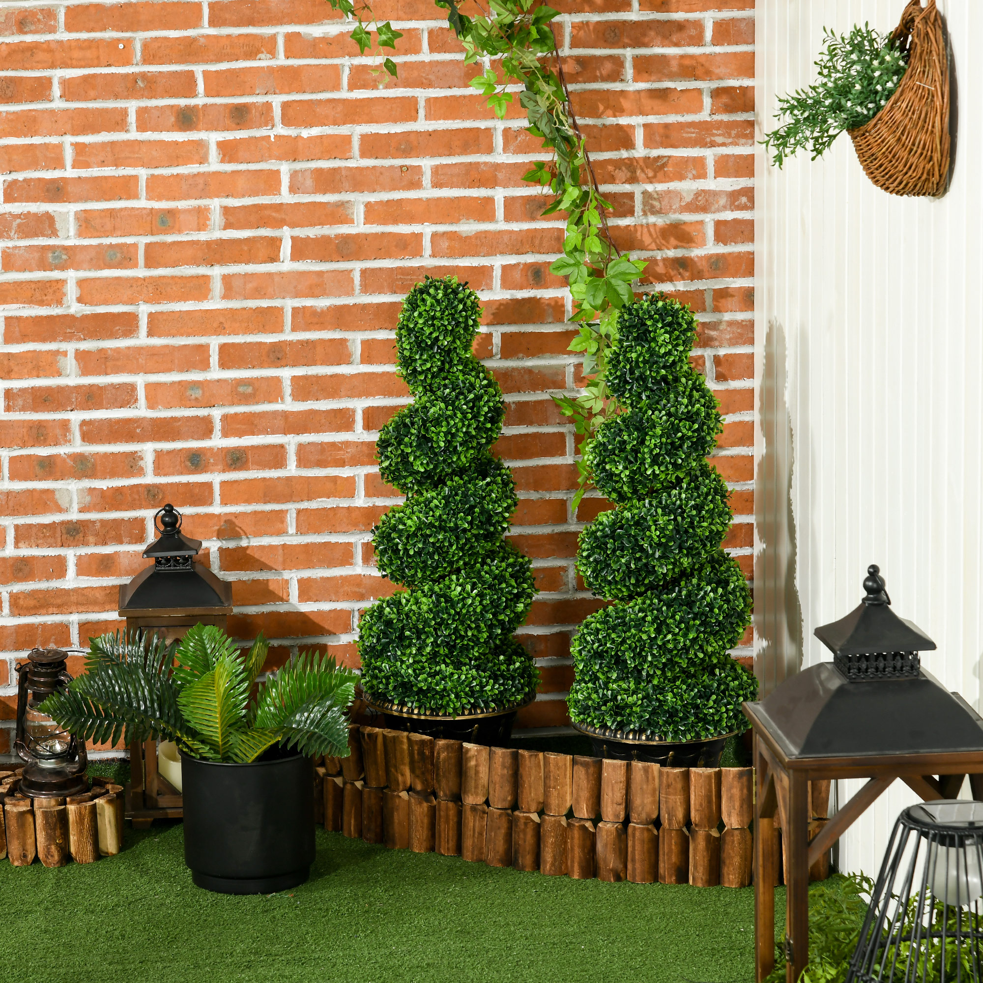 Set Of 2 Artificial Plants,Topiary Spiral Boxwood Trees With Pot,for Home — image 3