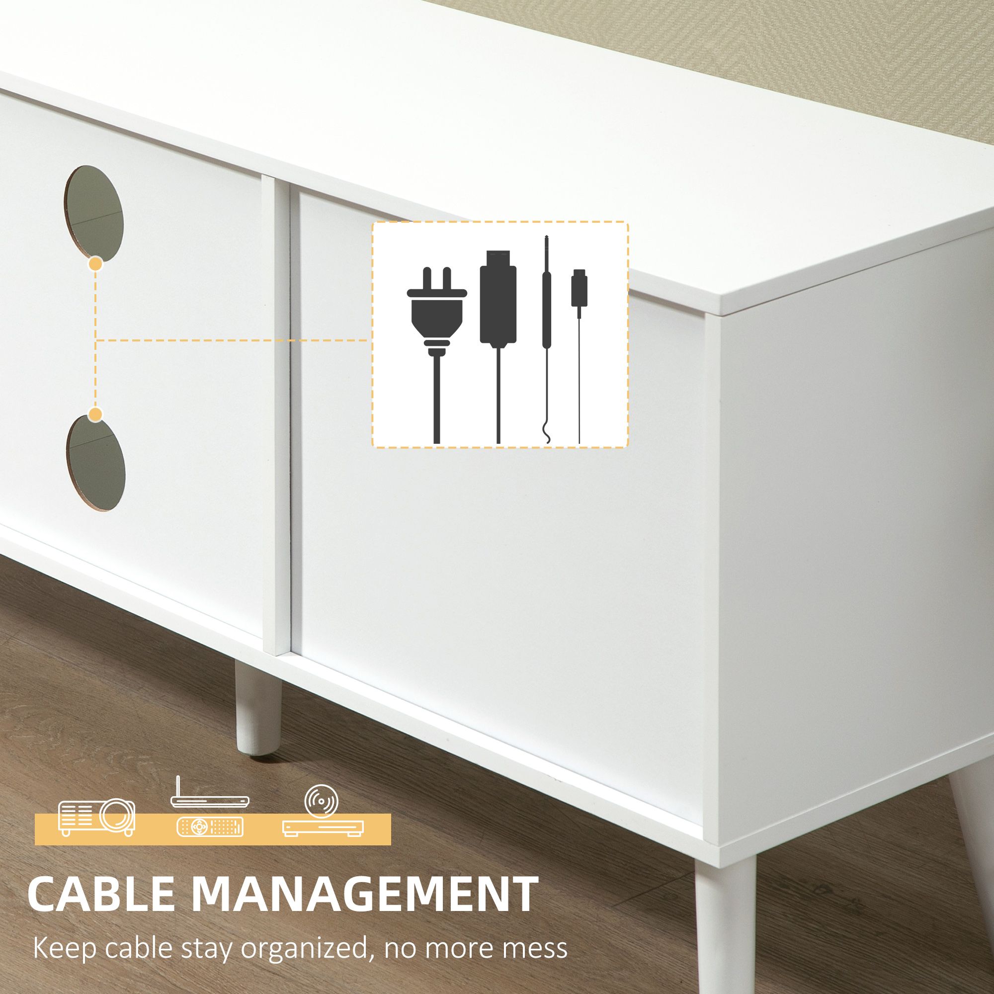 TV Cabinet Stand Unit For TVs Up To 50'' With Foldable Drawers,Entertainment