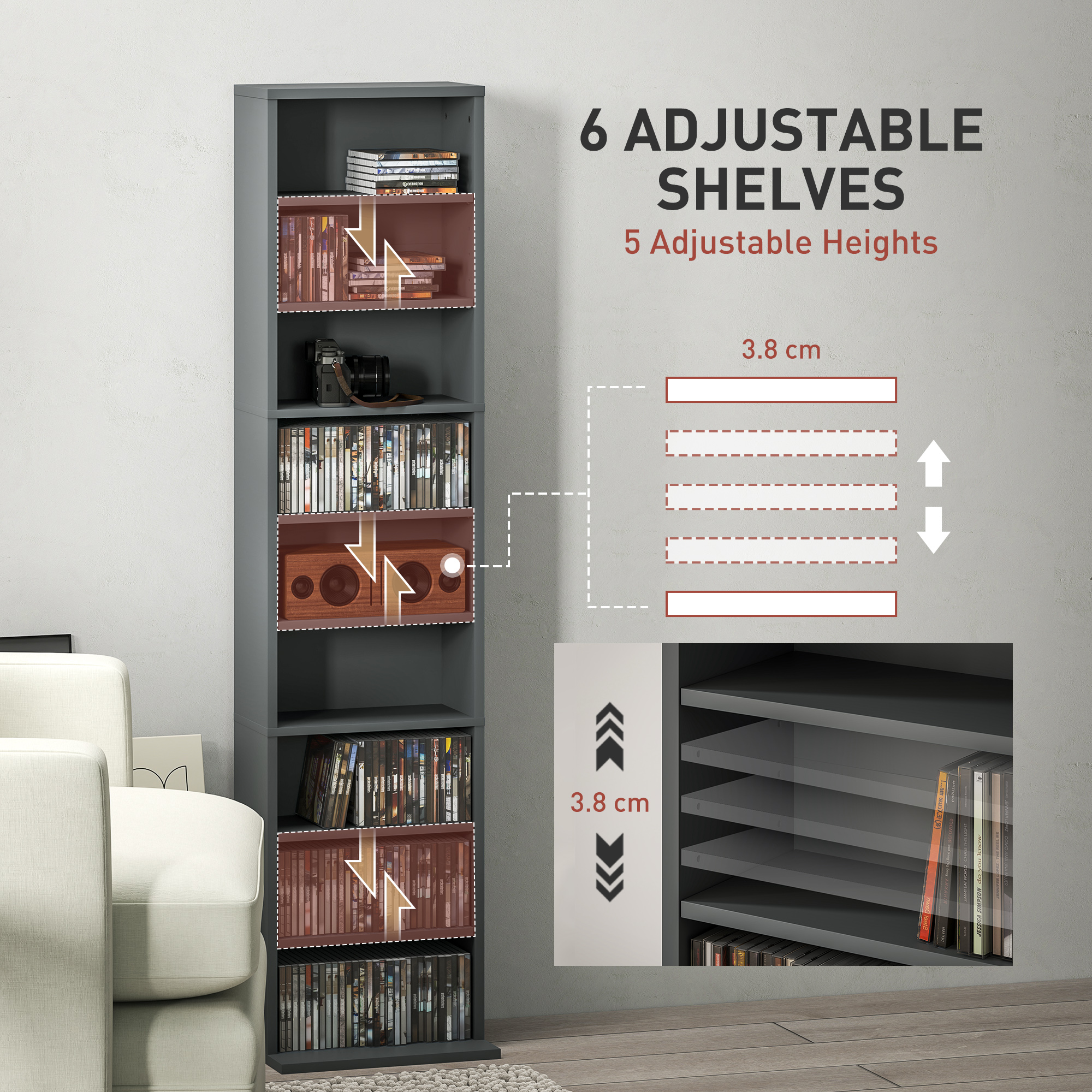 260 Narrow CD Storage Unit-Grey — image 3
