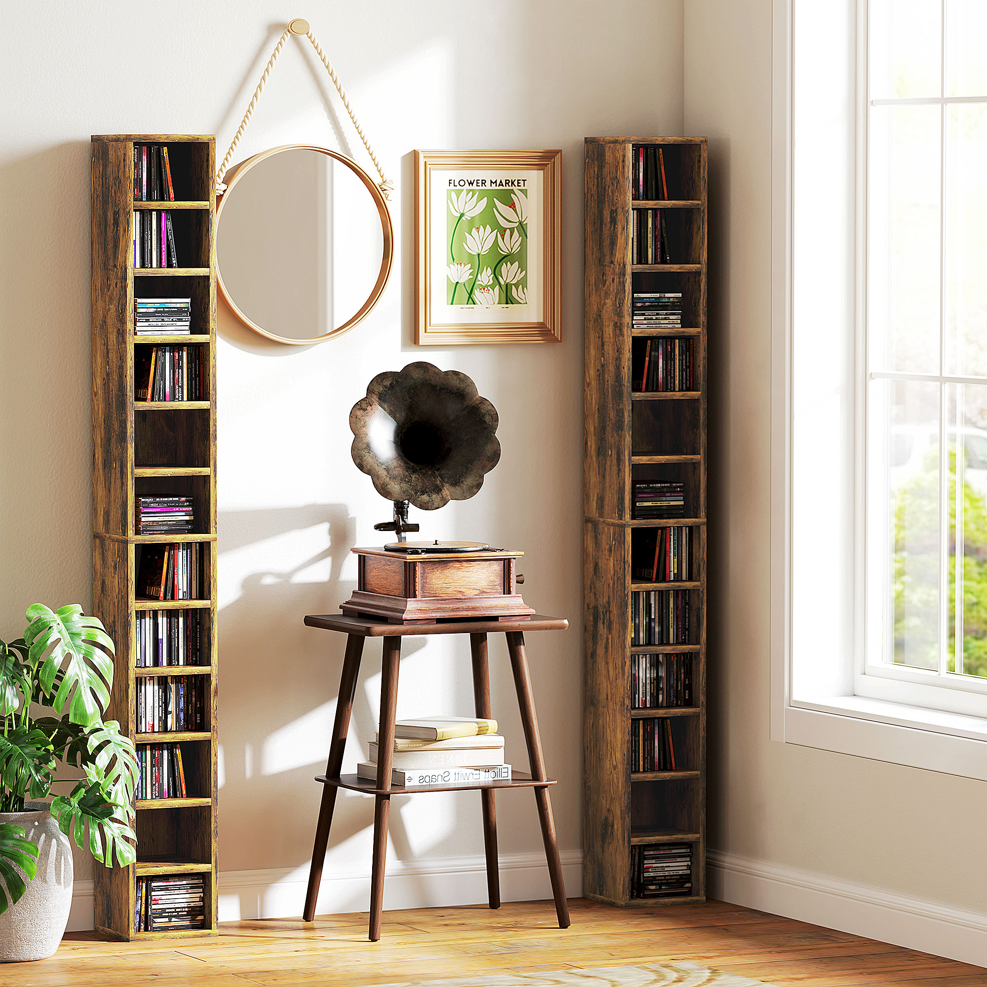 204 CD Tall Narrow Media Storage Tower-Rustic Brown — image 5