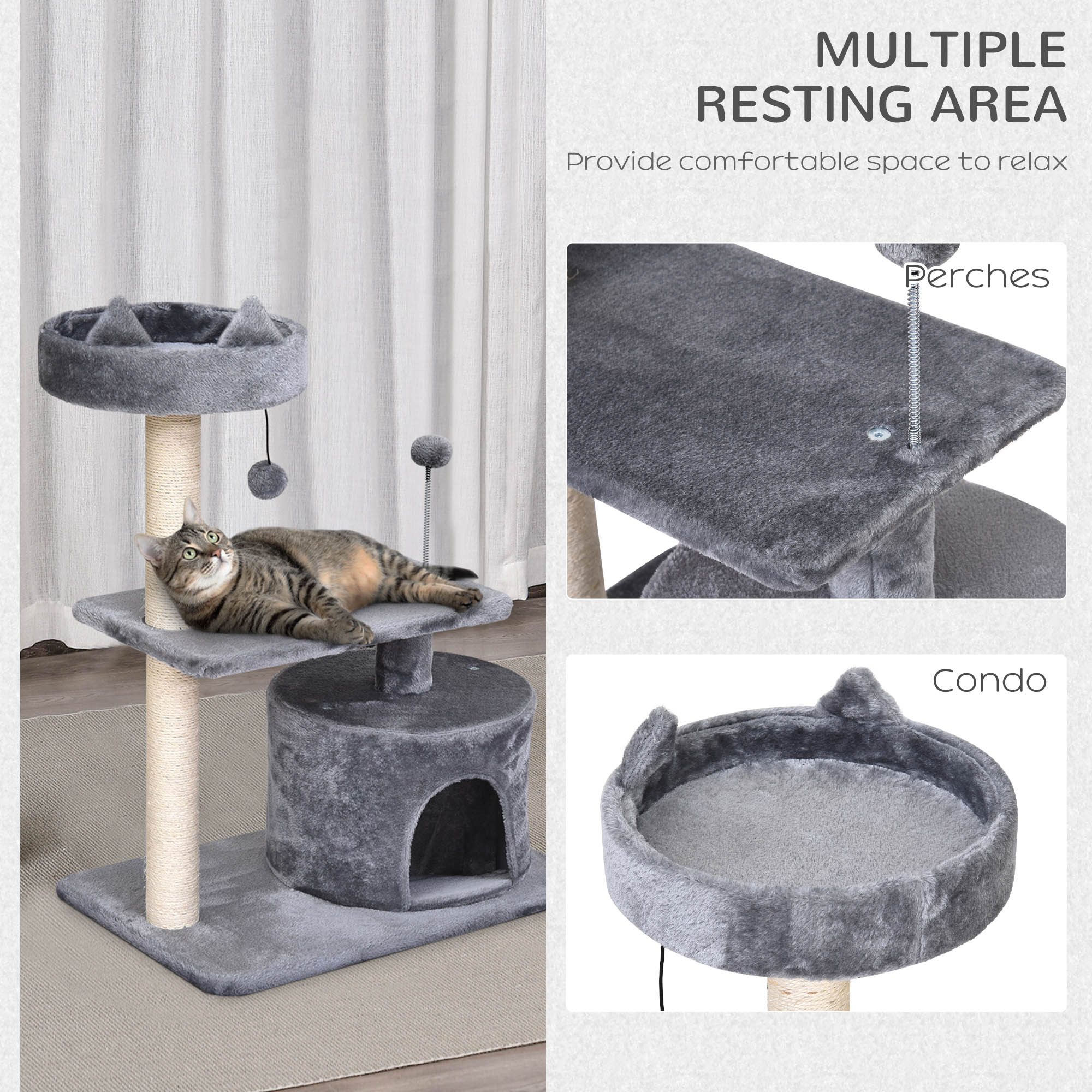 Cat Tree For Indoor Cats With Scratching Post Climbing Tower Kitty Activity — image 2