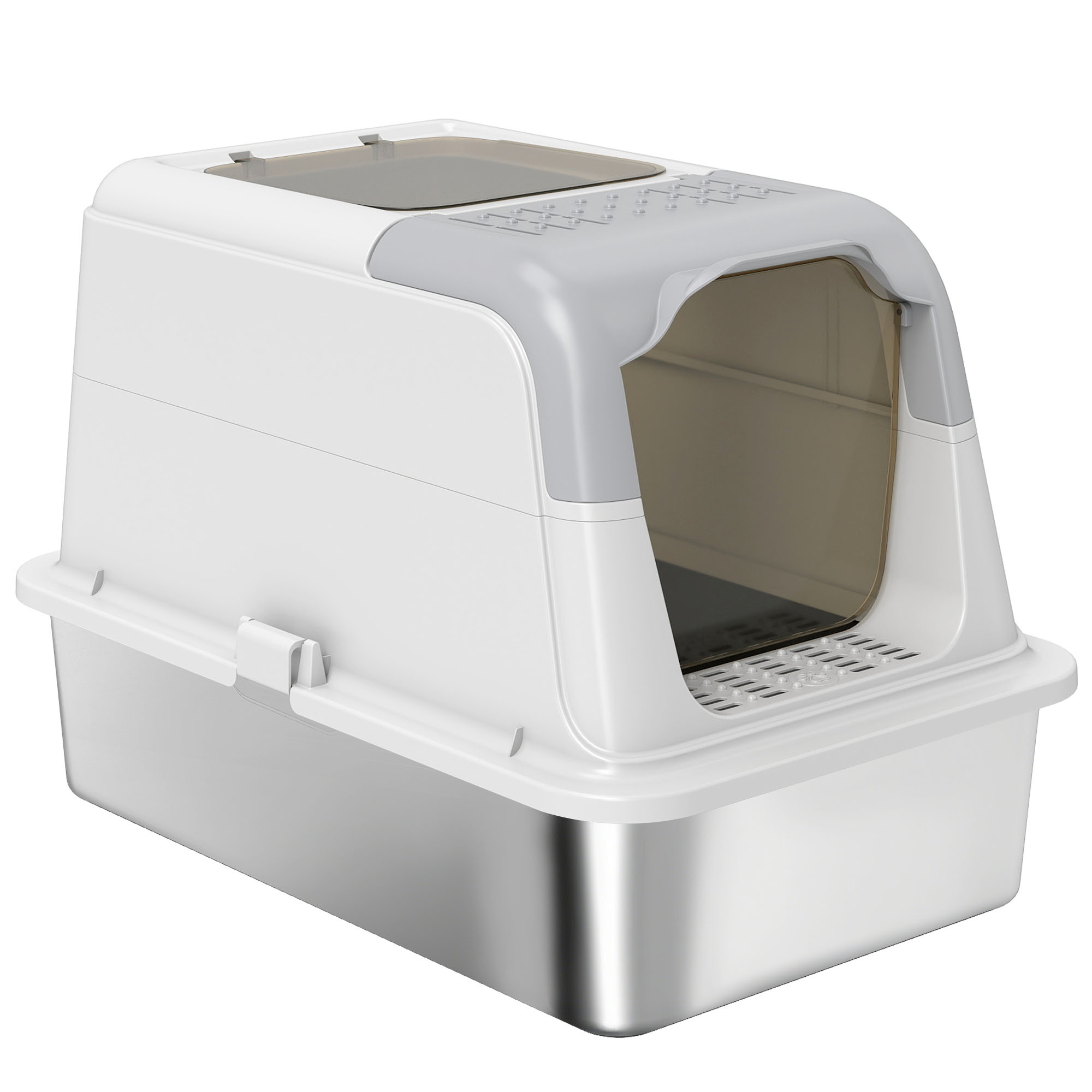 Extra Large Stainless Steel Litter Box,Enclosed Cat Litter Tray With Scoop,Deodorizer Bag,Front-Entry And Top-Exit detail photo 11
