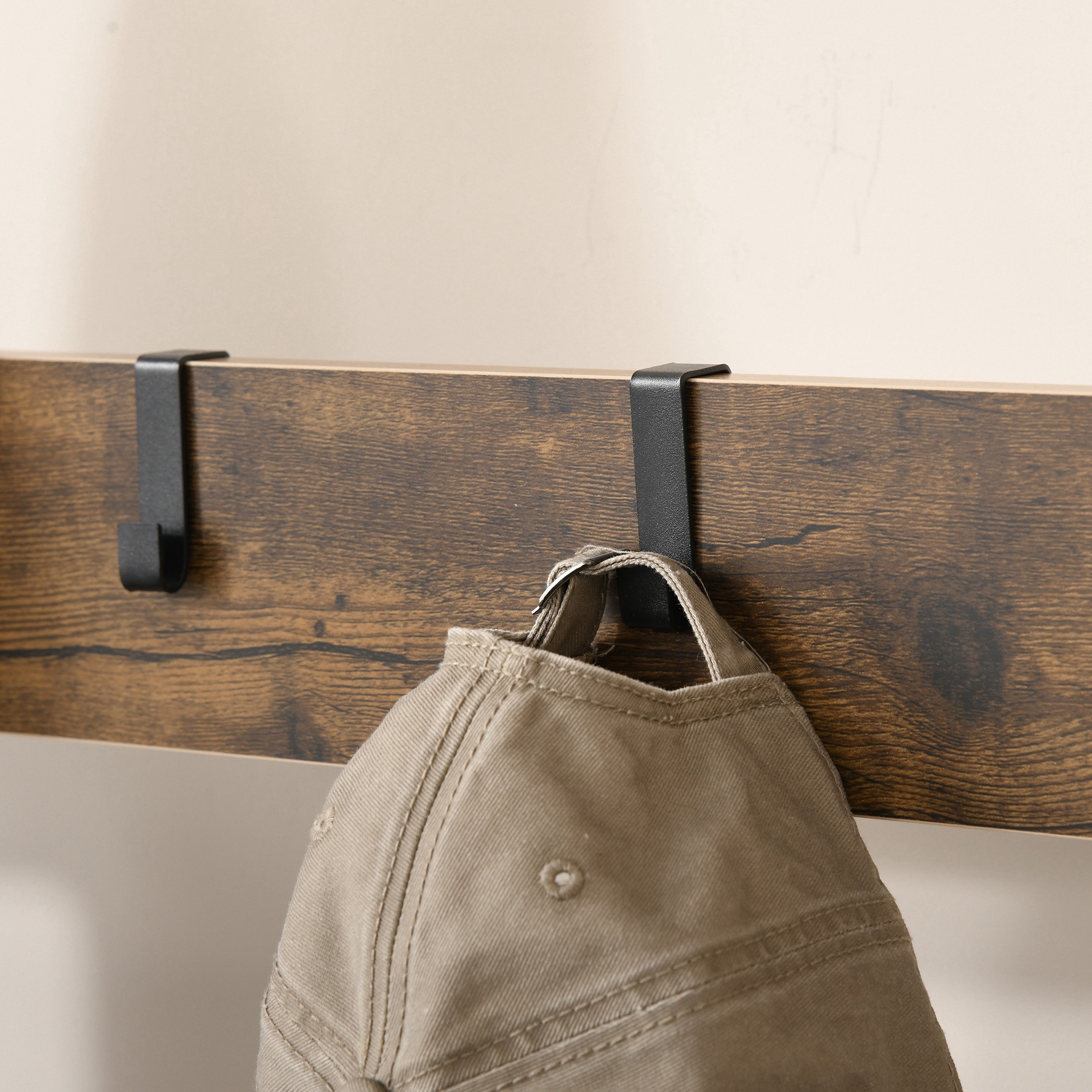 Coat Rack Stand Industrial Hallway Shoe Removable Hooks Metal Wood Hangers — image 5