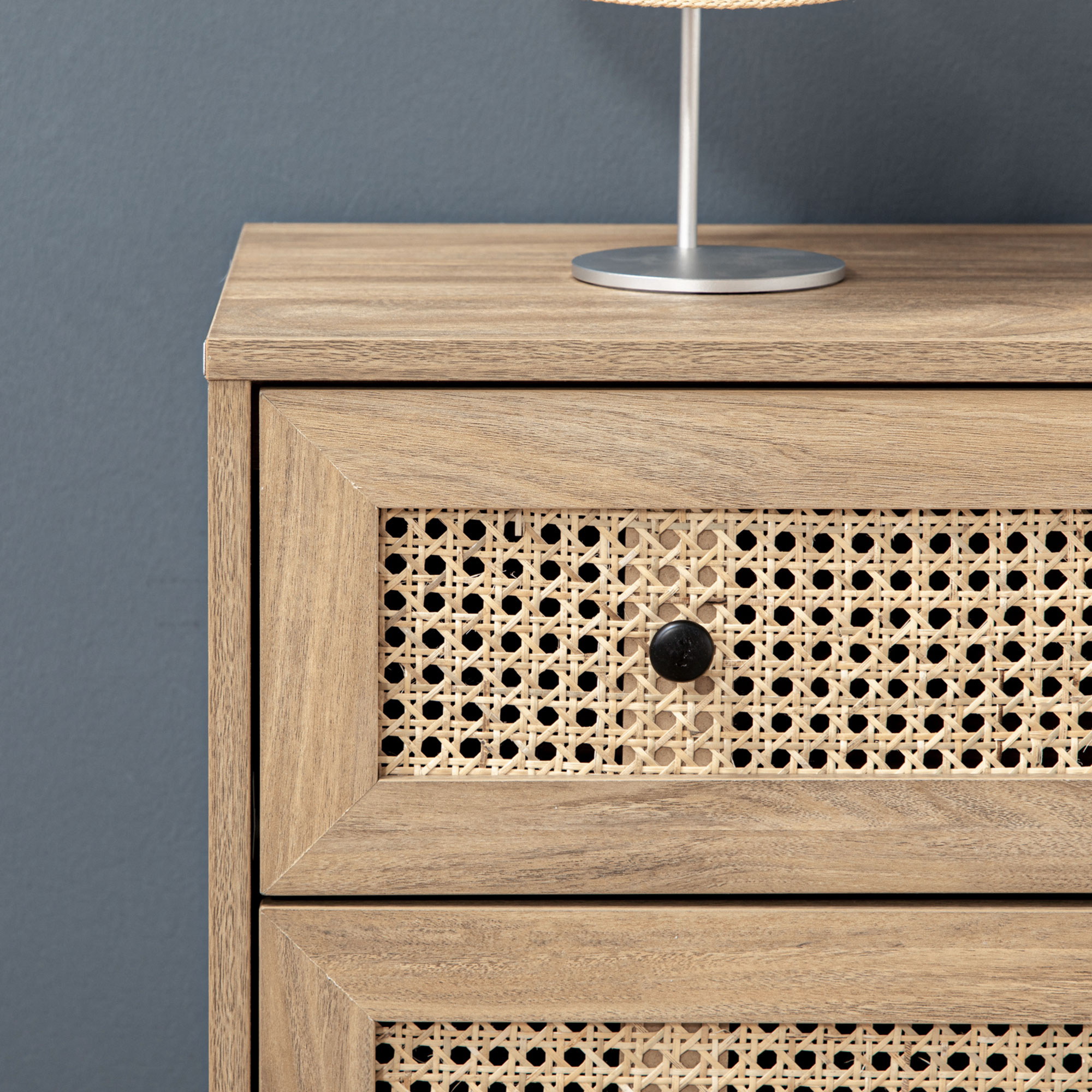 Storage Cabinet,4-Drawer Unit With Rattan Element For Bedroom,Living — image 2