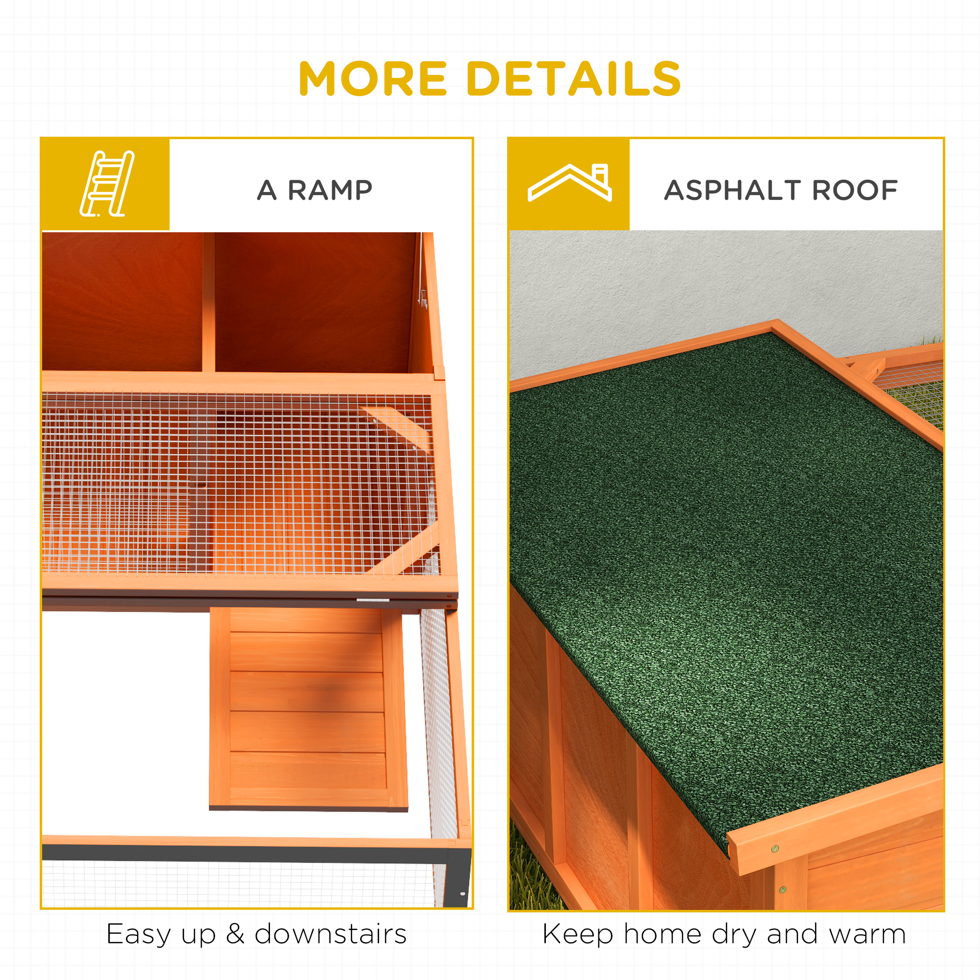 Rabbit Hutch Outdoor Guinea Pig With Run Small Animal Off-ground Duck House