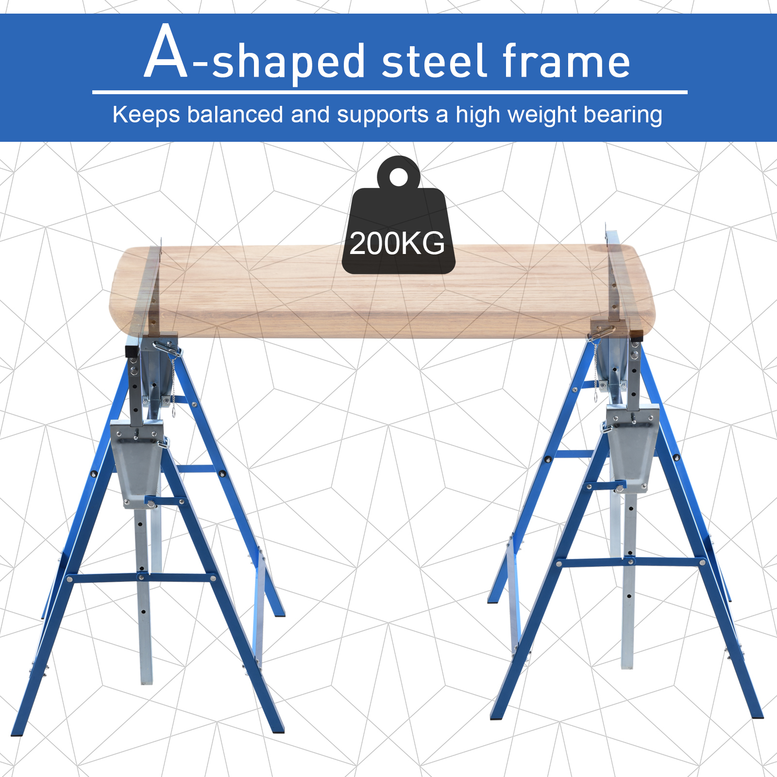 Set Of 2 Adjustable Telescopic Builders Trestle,DIY Steel Work Bench — image 3