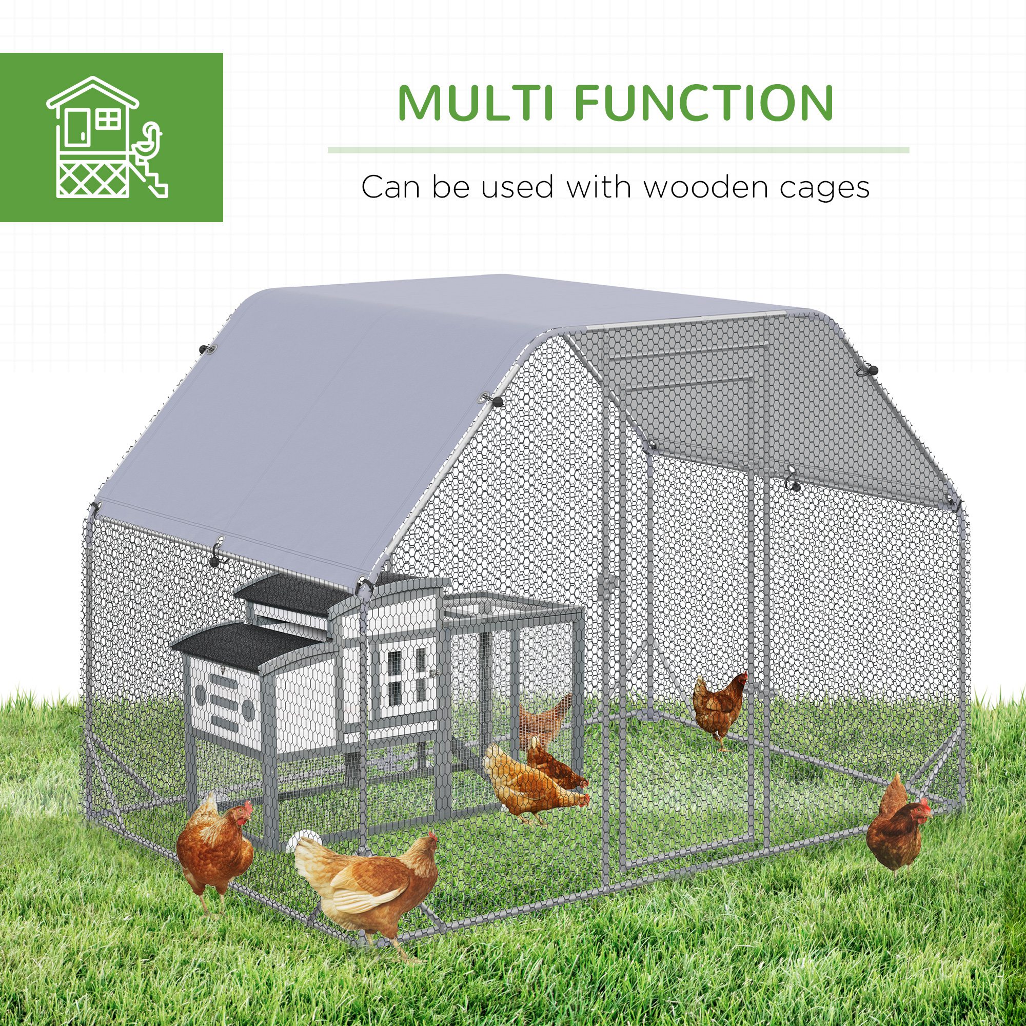 Walk In Chicken Run Coop Hen House Outdoor With Roof For 4-6 Chickens,280 X 190 — image 3