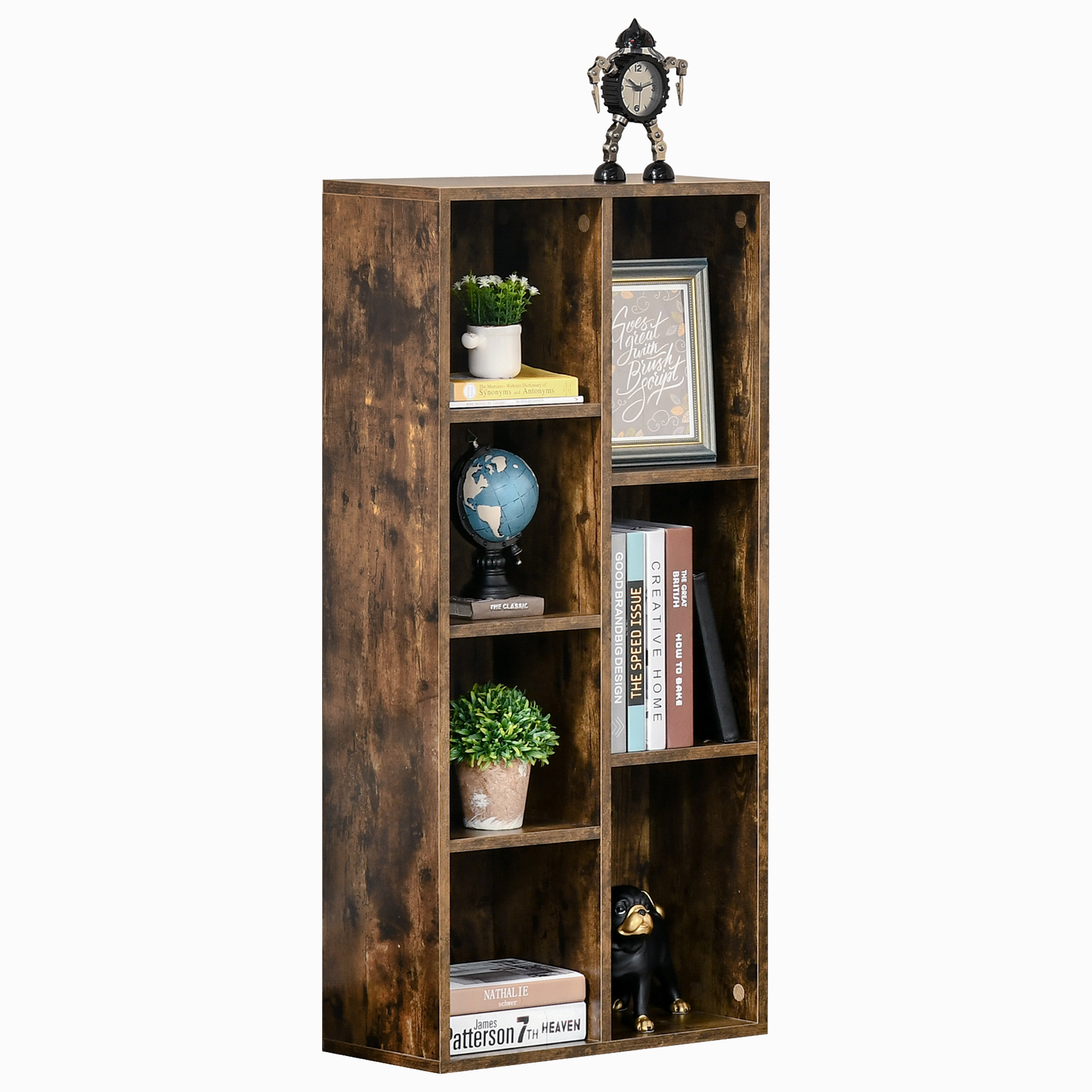 Seven-Cube Bookcase-Rustic Brown Wood Effect — image 5