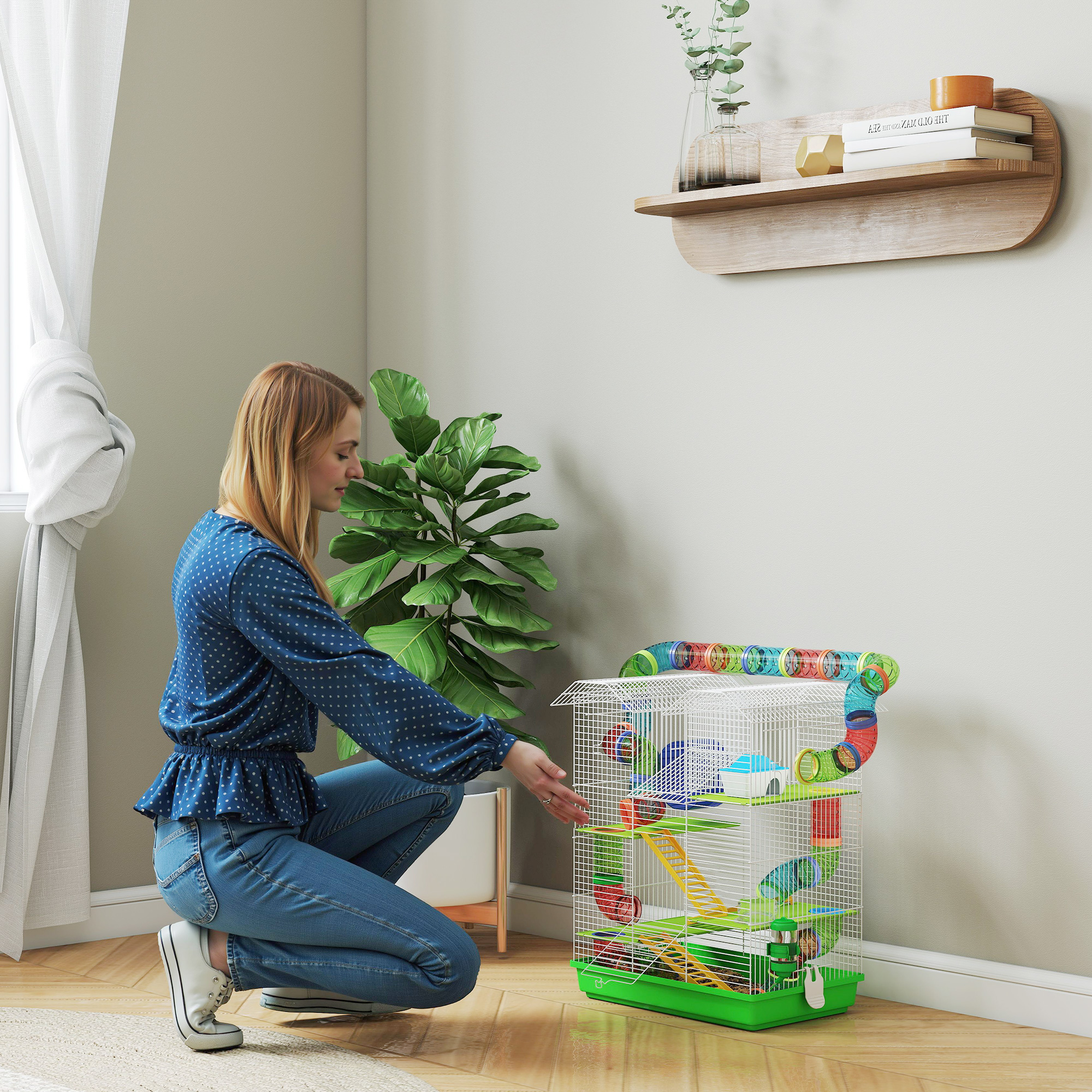 Hamster Cage,5 Tier Carrier Habitat With Exercise Wheels Tunnel Tube Water — image 2