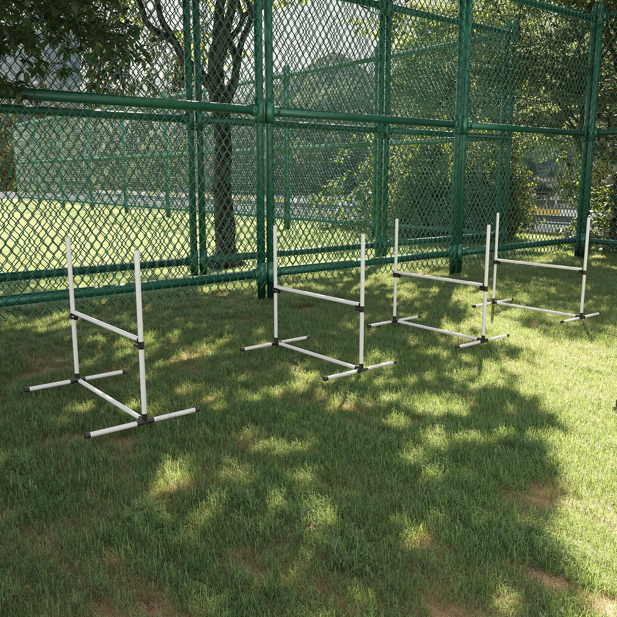 4 Pieces Dog Agility Training Equipment,Adjustable Height Jumps Hurdle With Carrying Bag For Outdoor,White detail photo 1