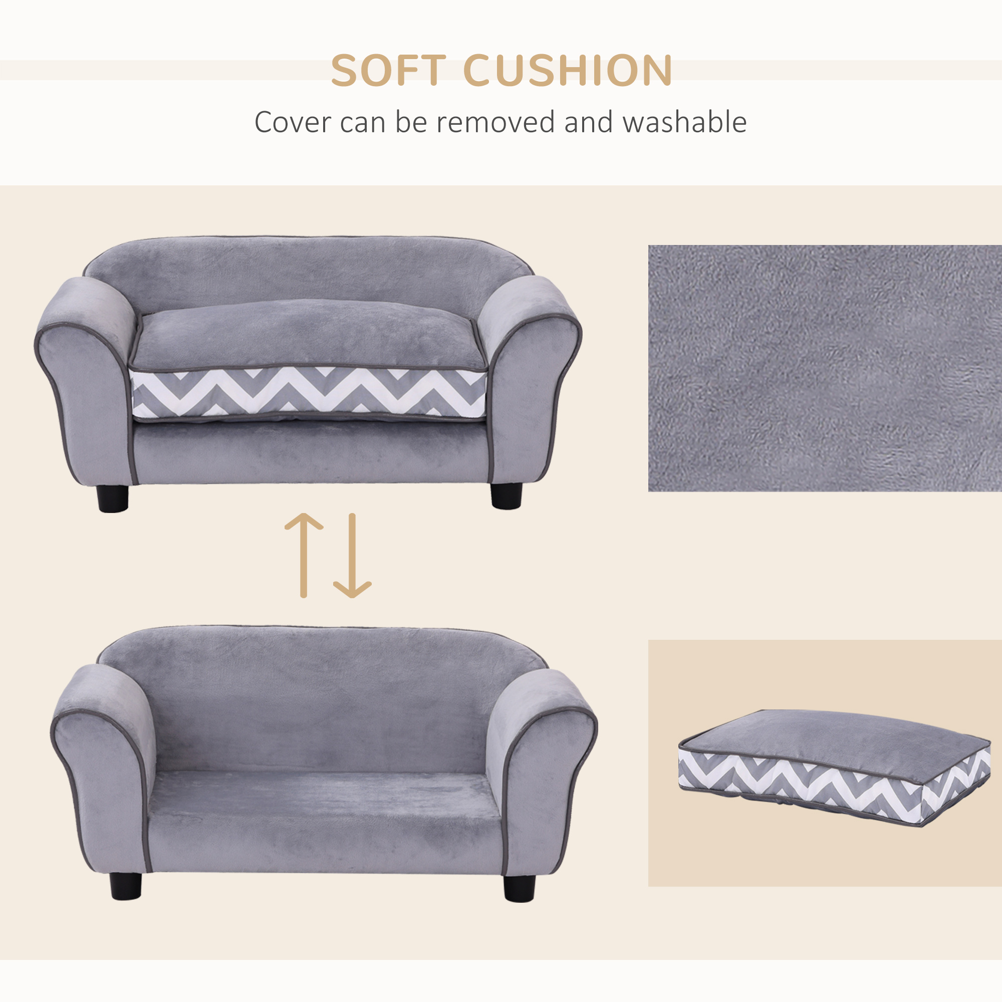 Dog Sofa Bed For XS-Sized Dogs,Cat With Soft Cushion,Pet Chair Lounge Washable — image 4