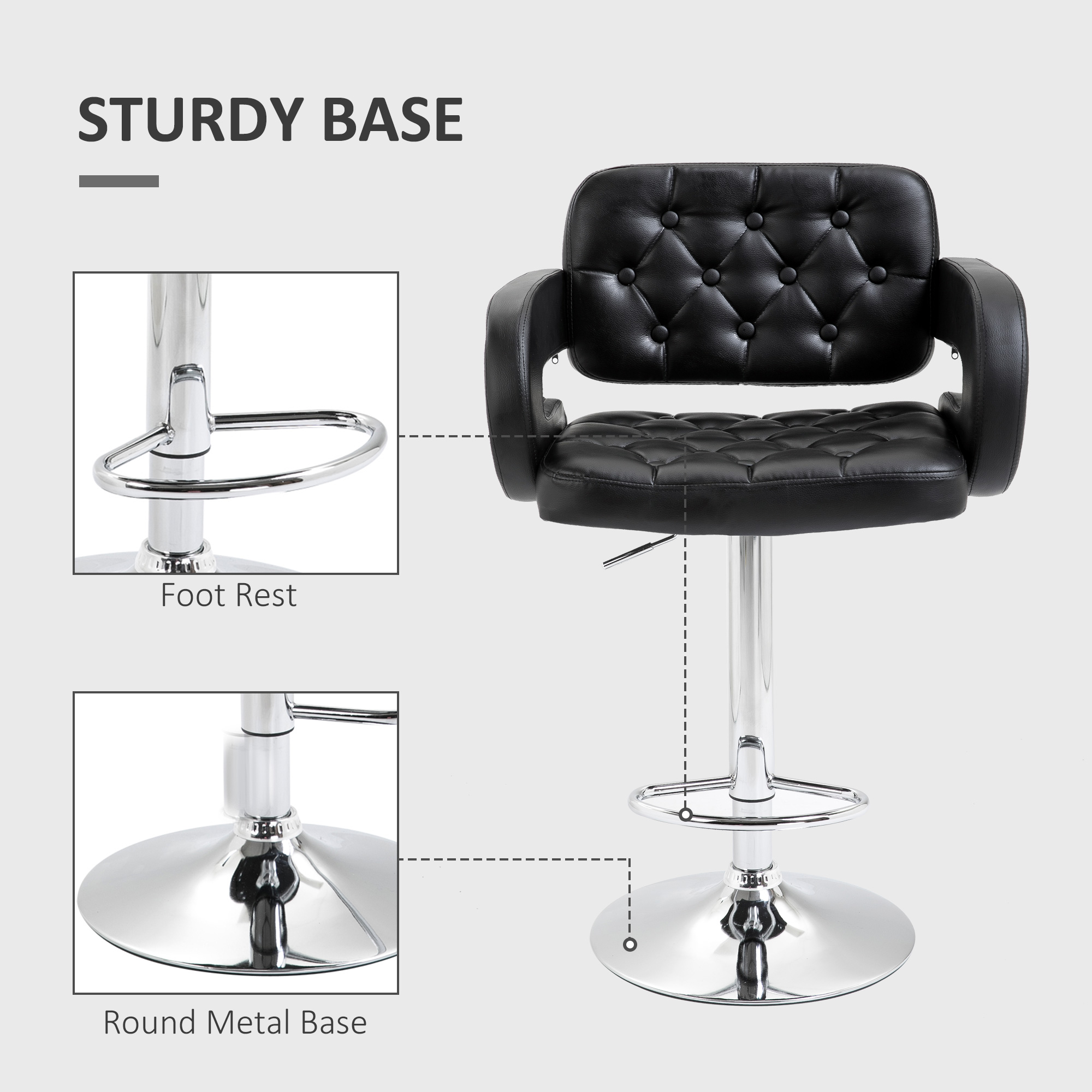 PU Leather Upholstered Swivel Bar Stool,Height Adjustable — image 4