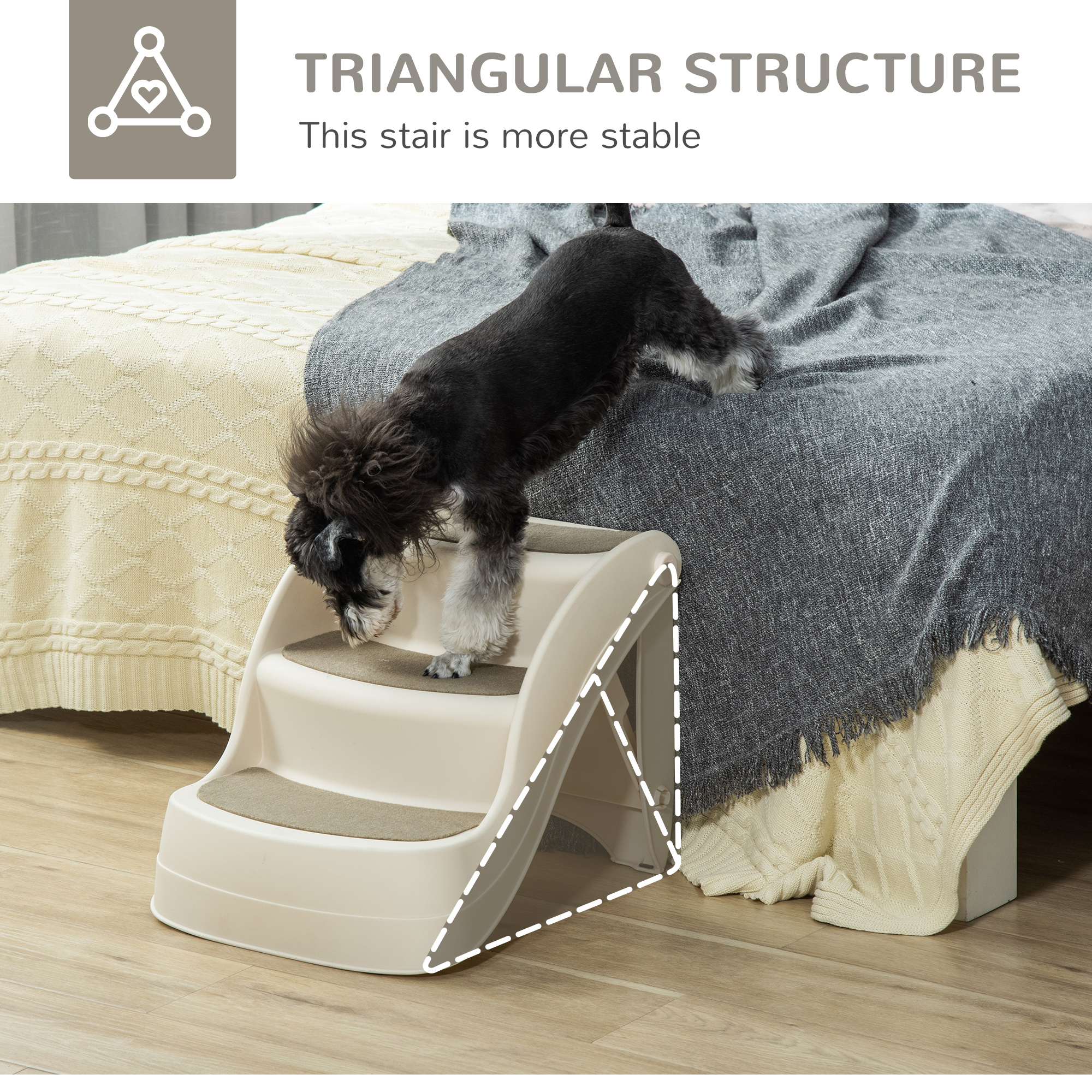 Foldable Dog Steps For Bed Sofa,Portable Stairs 3-Step High Bed,Pet — image 3