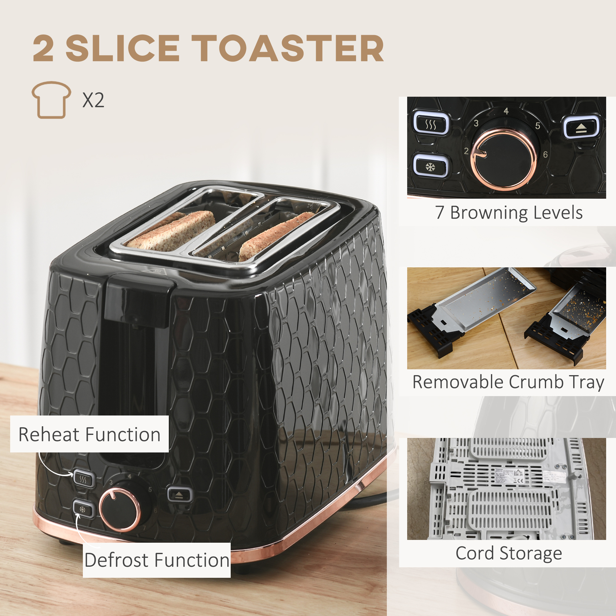 1.7L 3000W Fast Boil Kettle & 2 Slice Toaster Set,Kettle And Set With Auto Shut — image 4