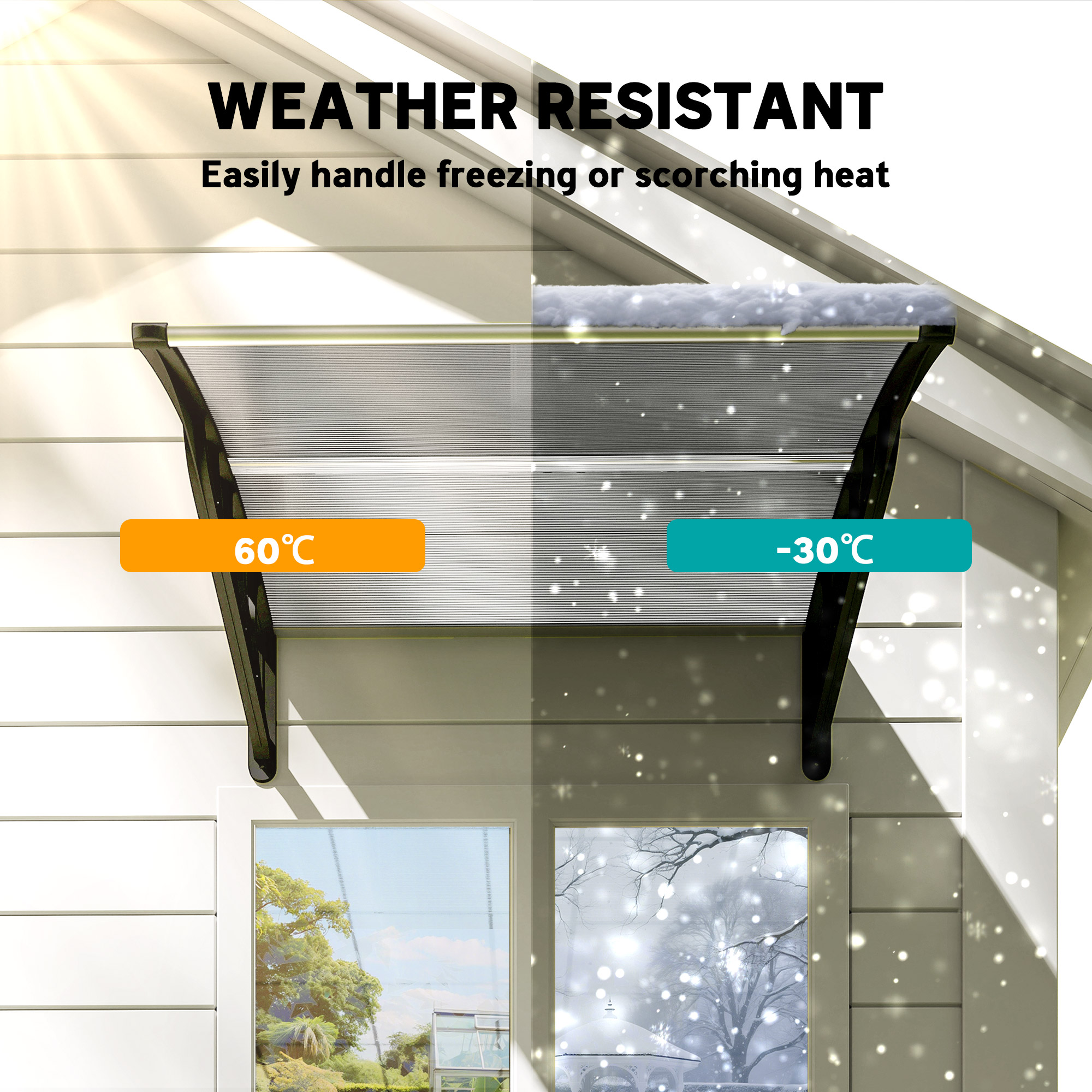 Front Door Canopy,Outdoor Awning,Rain Shelter For Window,Porch And Front/Back