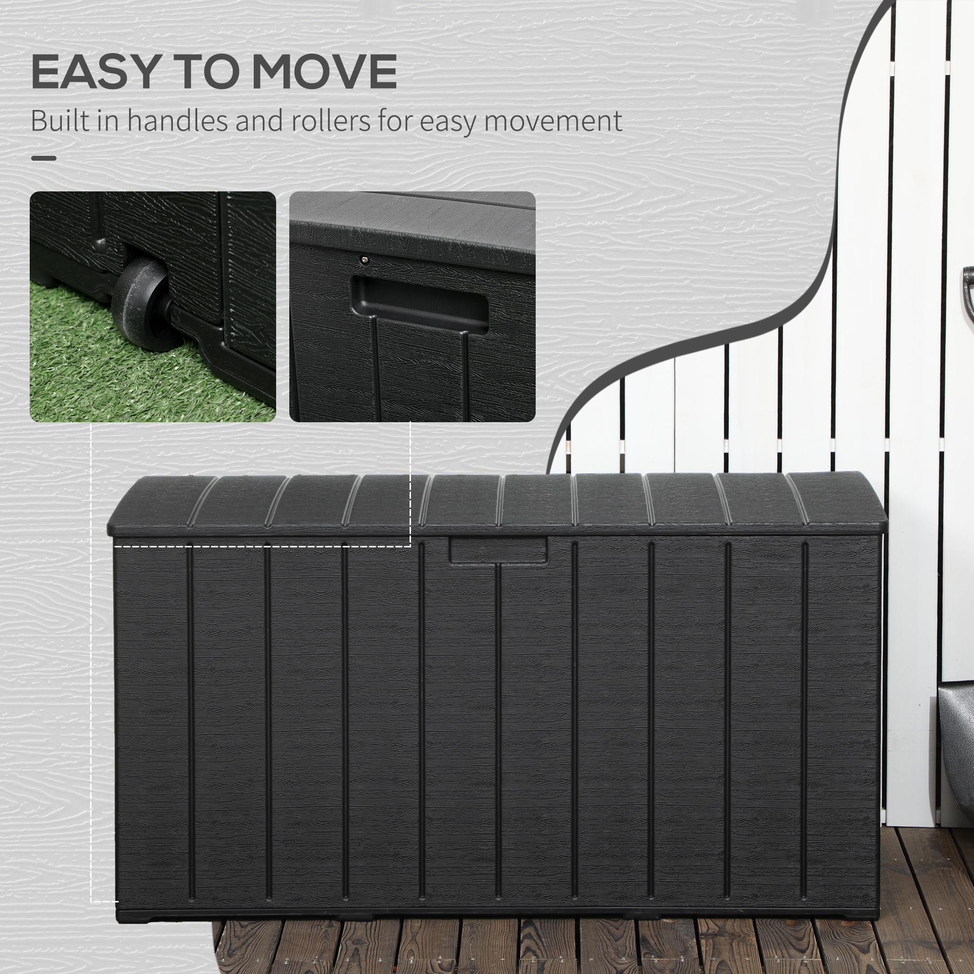 336 Litre Garden Storage Box,Water-resistant Heavy Duty