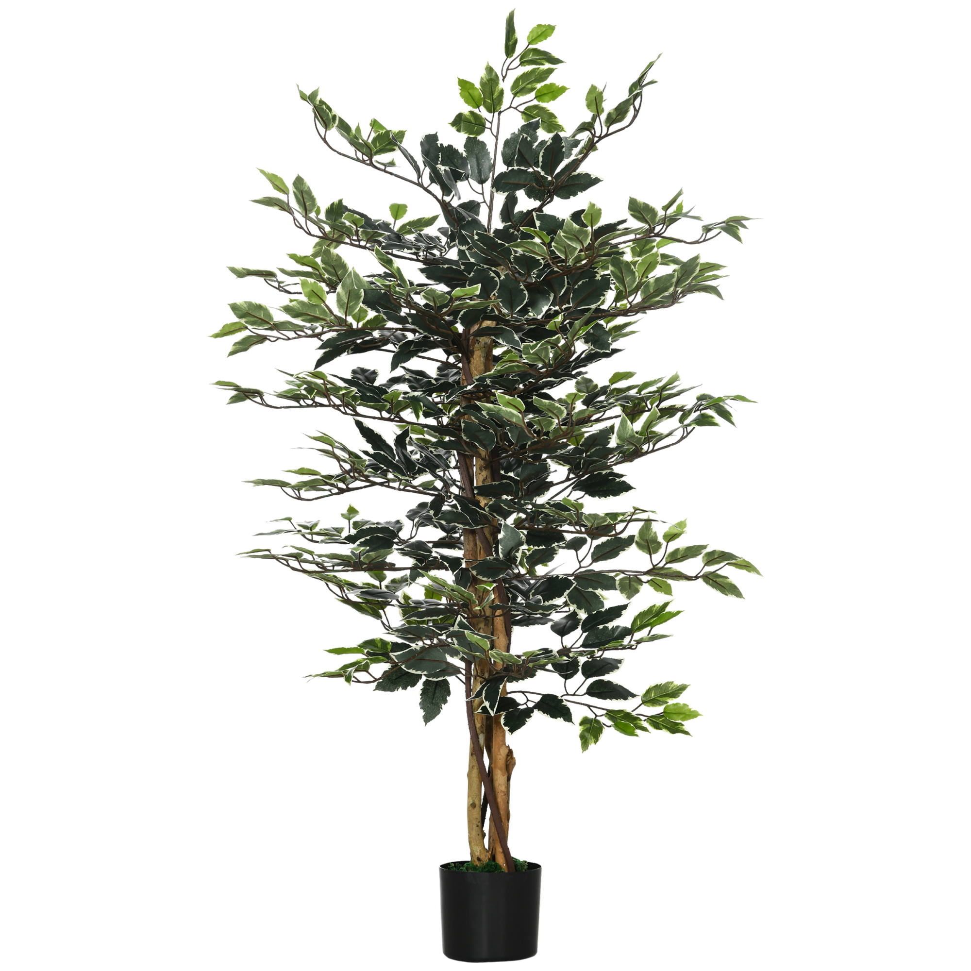 4.5ft Ficus Artificial Plant With Realistic Leaves,Potted Fake Tree For Home — image 3