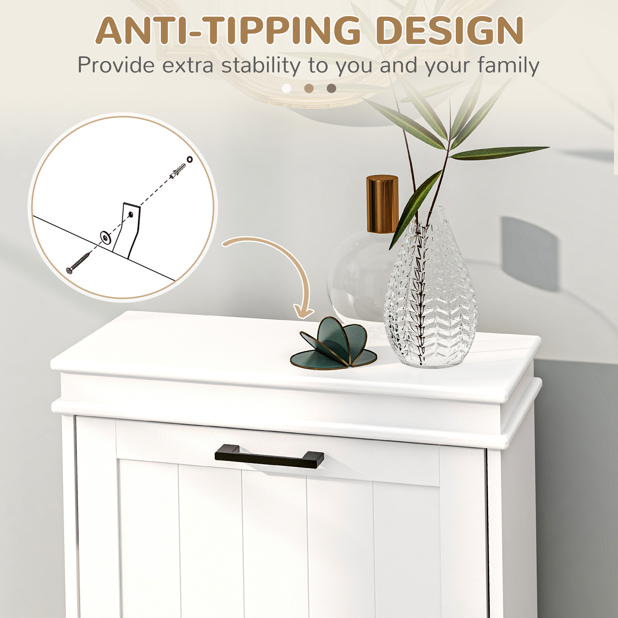 Two-Drawer Minimalistic 10-Shoe Cabinet-White