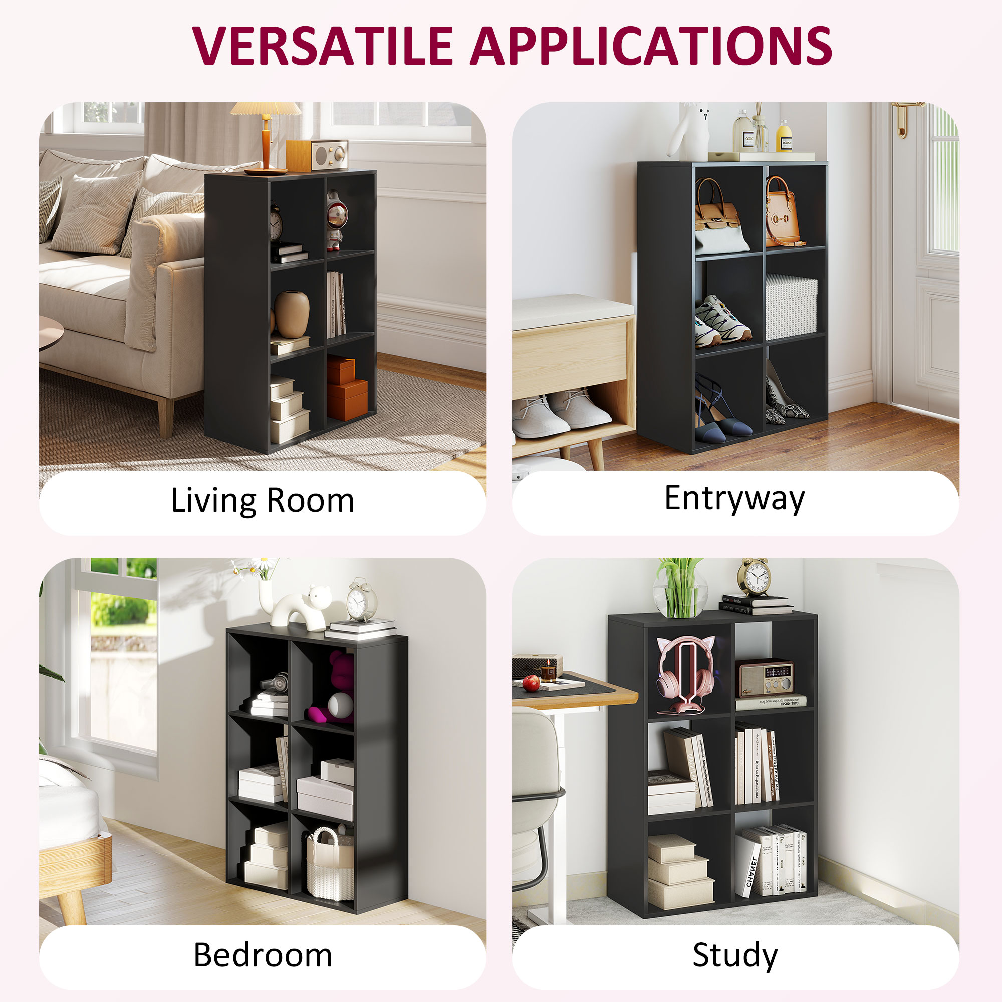 6-cube bookshelf-black