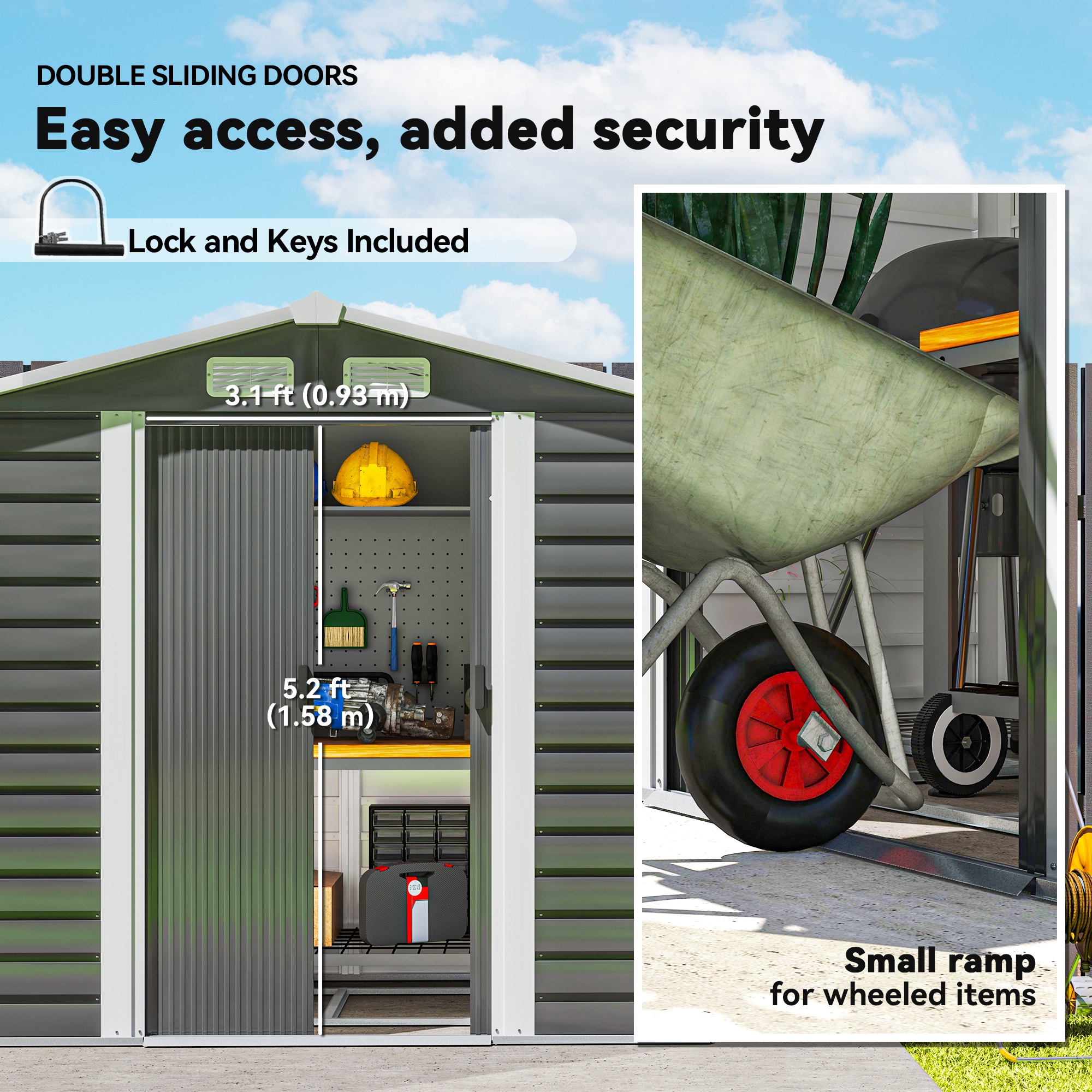 7 X 4ft Garden Shed,Easy To Assemble,Upgraded Galvanised Steel Frame — image 3