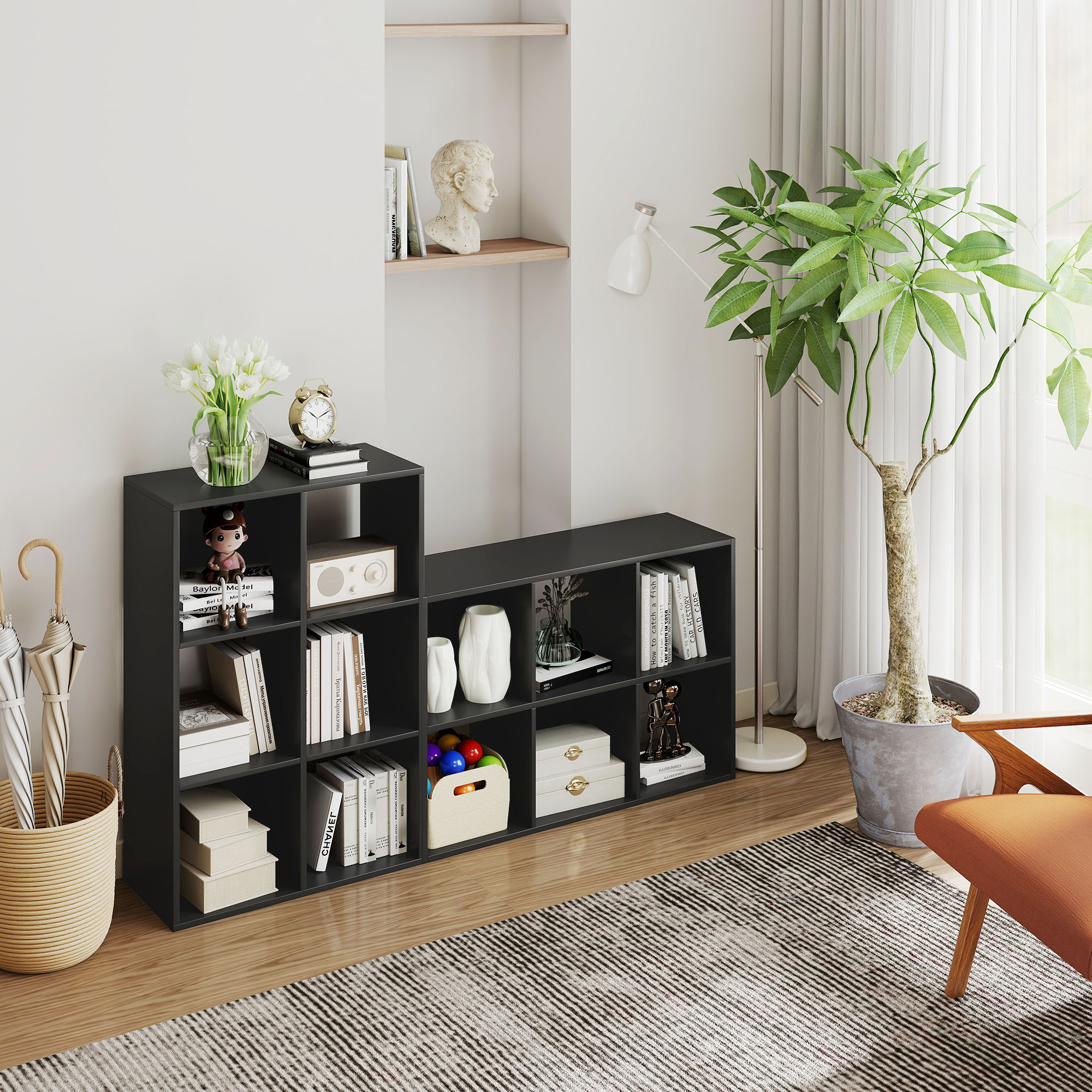6-cube bookshelf-black