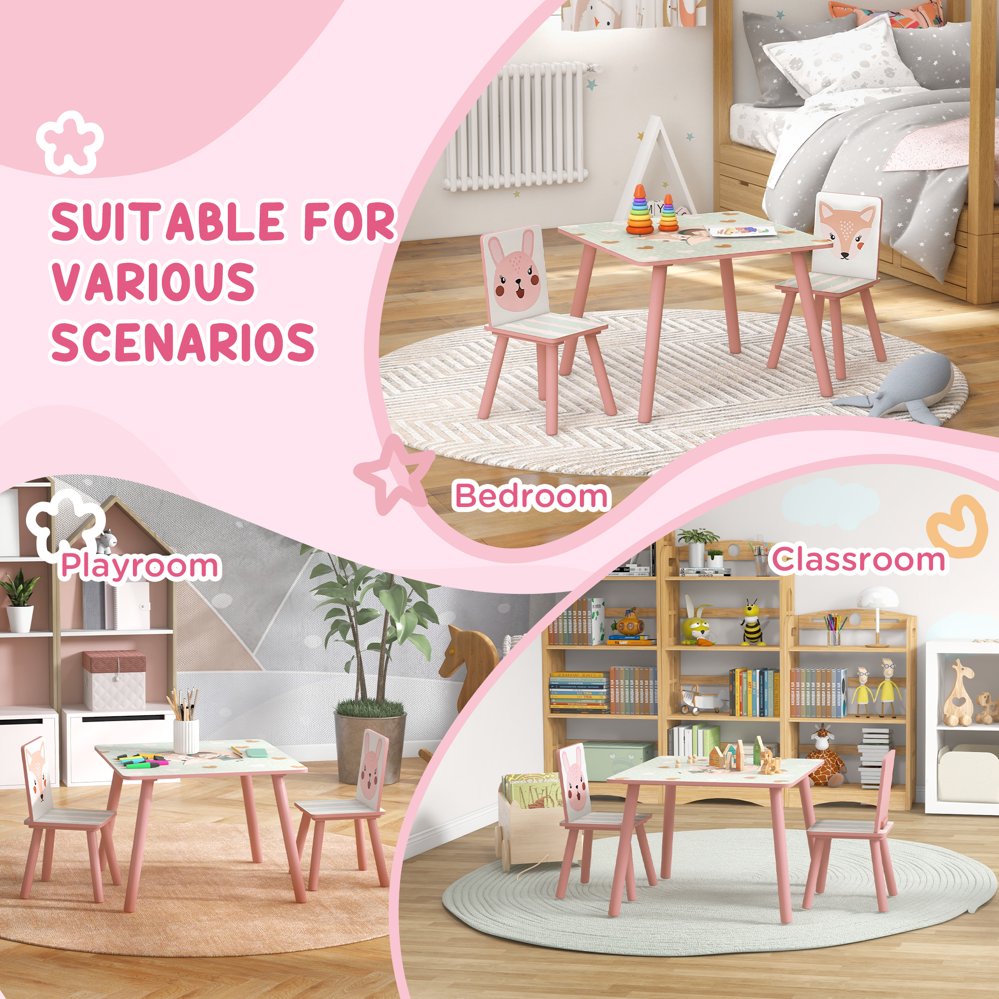 Kids And Table Chairs,Children Desk With Two Chairs,Toddler Furniture Set,for