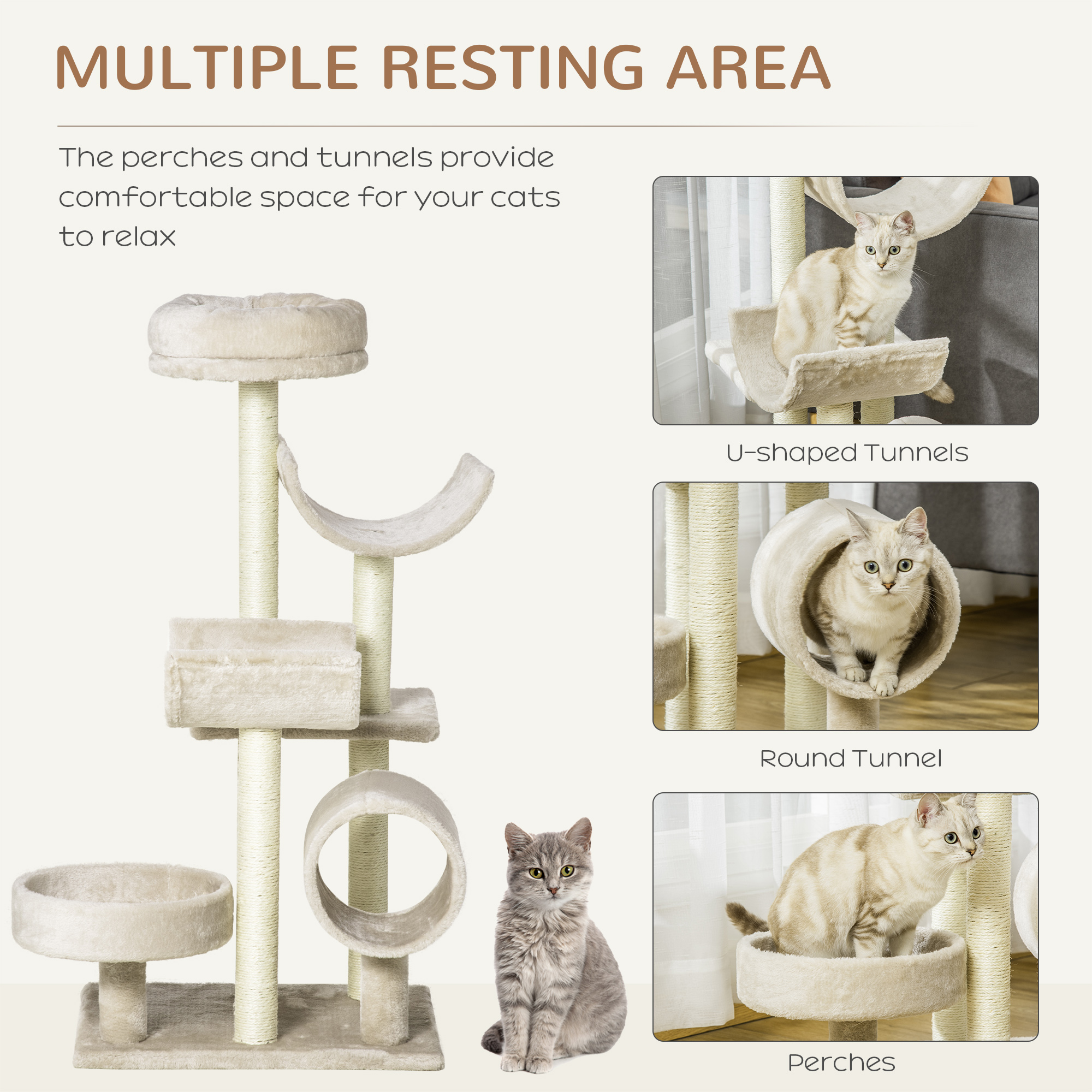 Cat Tree For Indoor Cats Kitten Pet Scratching Post Perch Activity Center — image 3