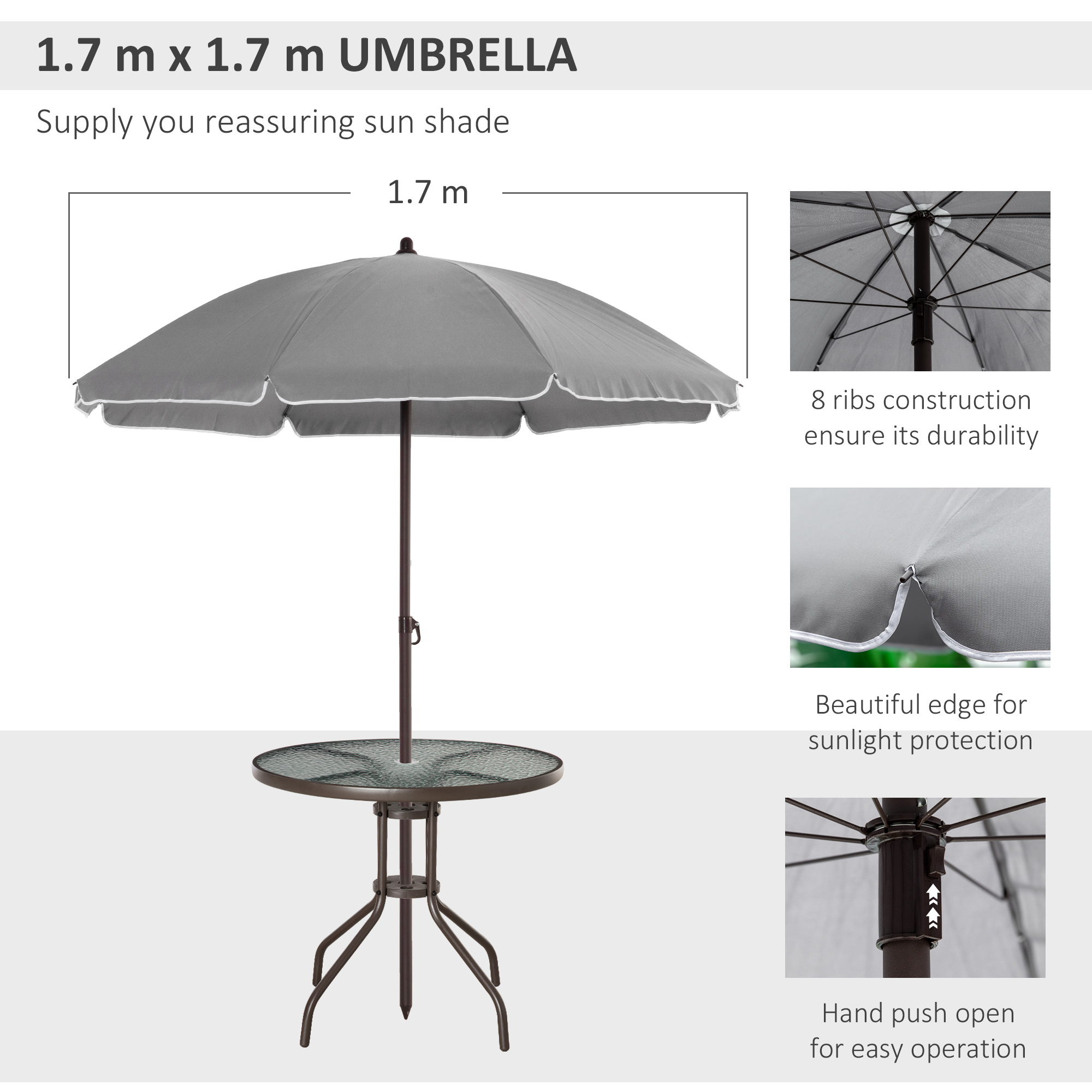 6 Piece Garden Dining Set With Umbrella,Patio Sets Parasol 4 Folding Chairs — image 5