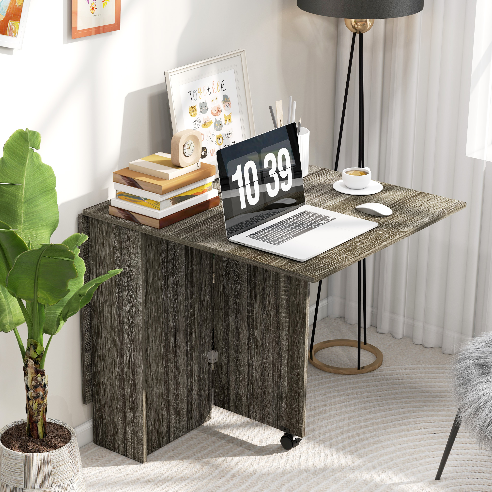 80-140 Cm Folding Dining Table For 4-6 People,Drop Leaf With 2-Tier — image 5