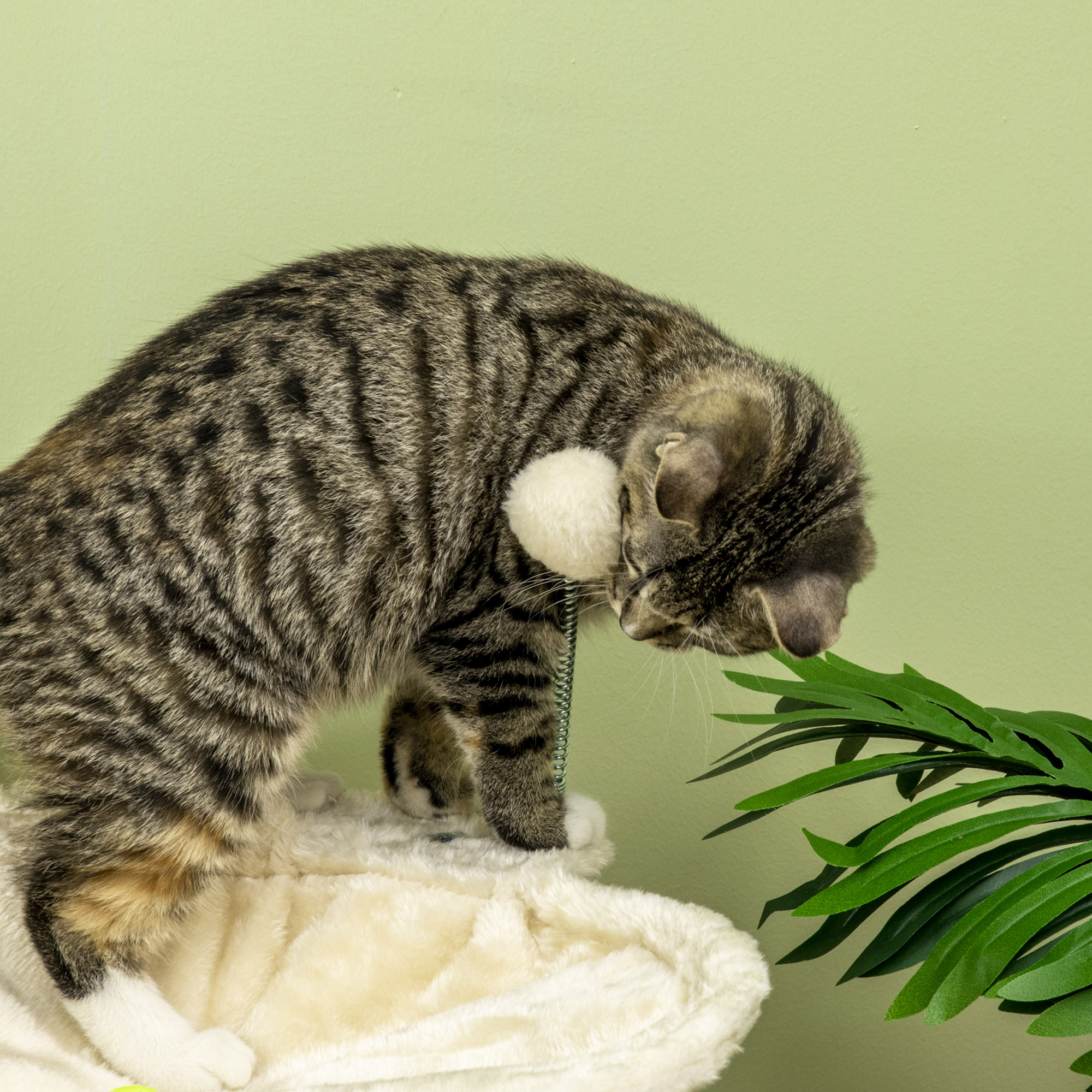 Cat Tree,with Scratching Posts,Hammock,Toy Ball-Beige detail photo 1