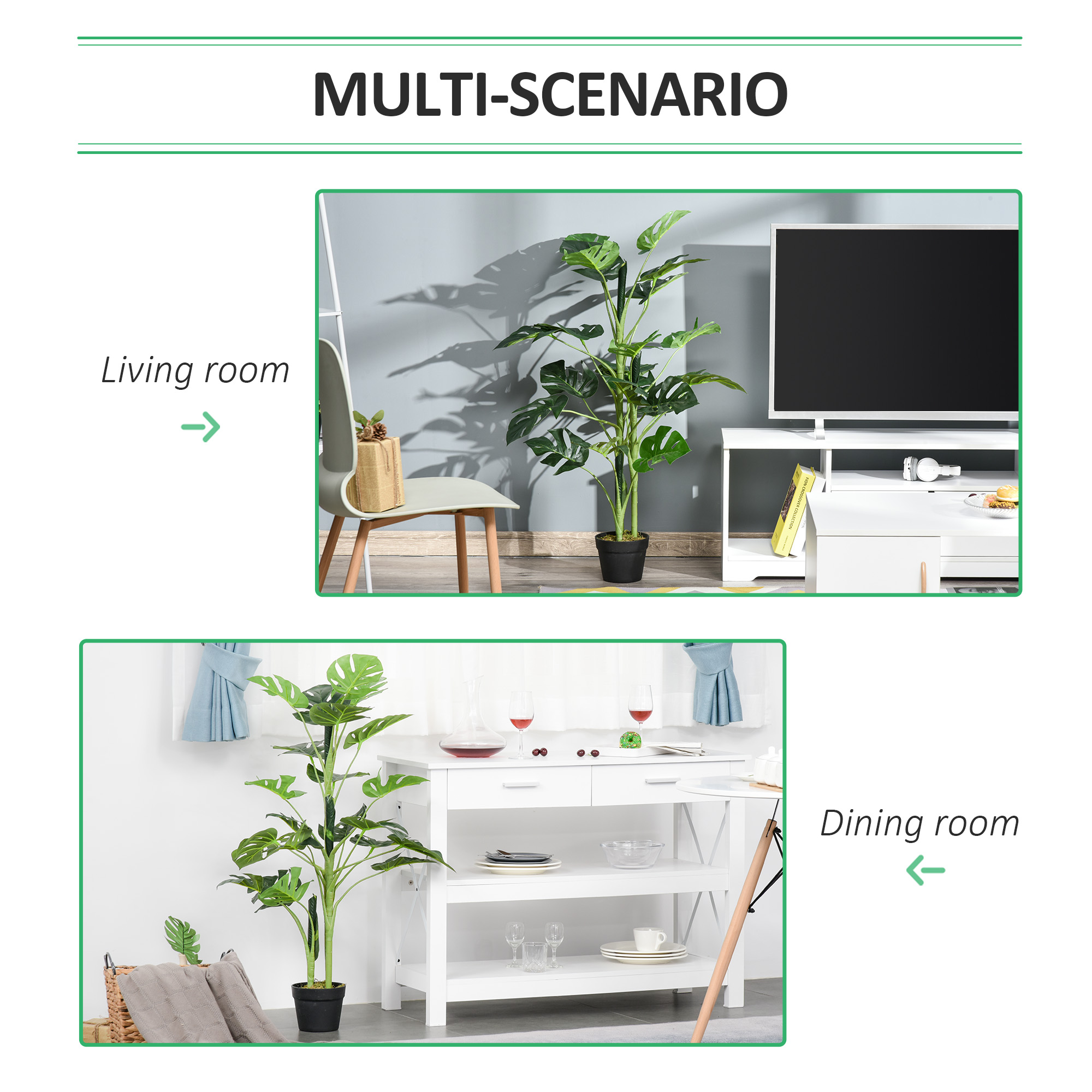 Outsunny 100cm/3.3FT Artificial Monstera Tree Decorative
