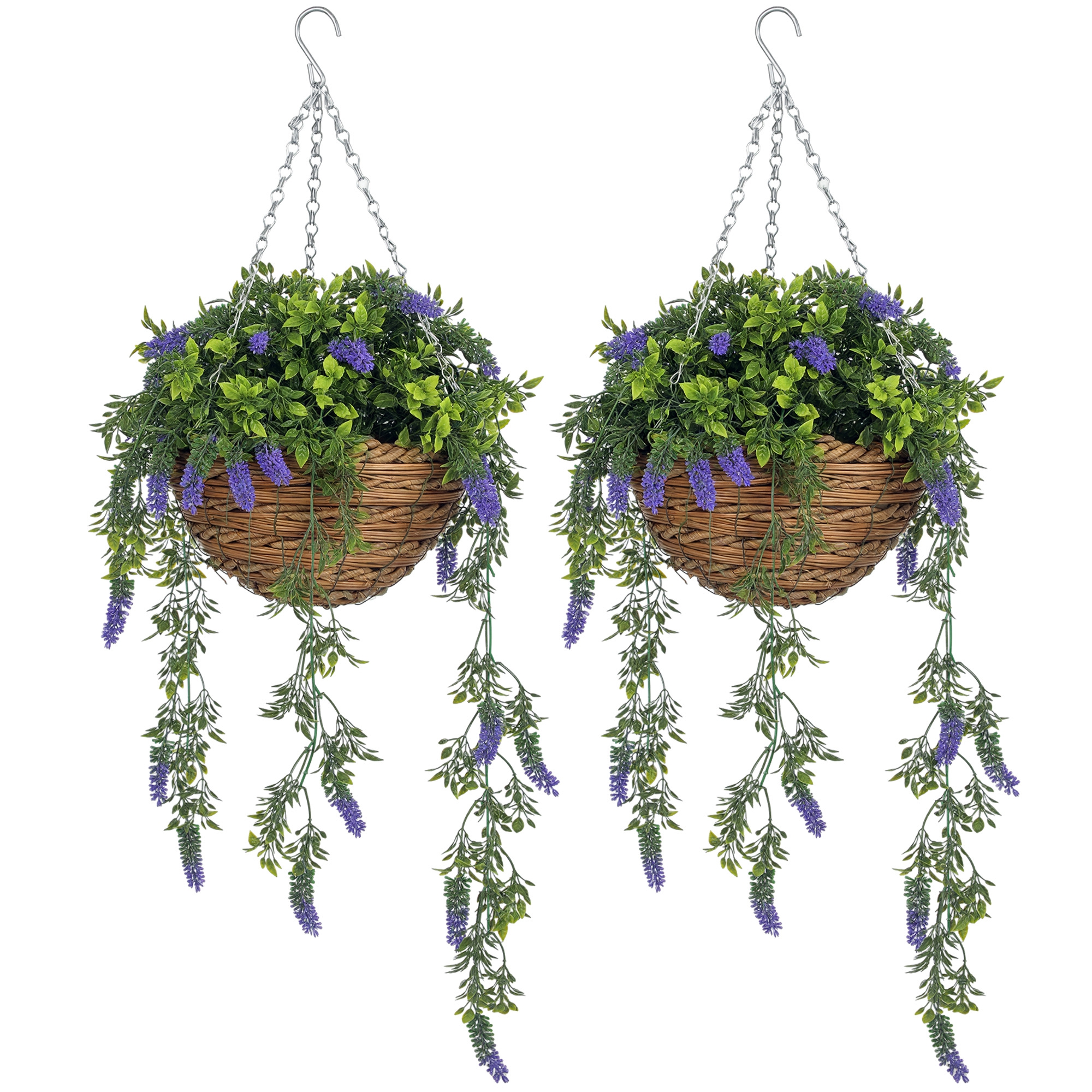 Set Of 2 Decorative Artificial Plants,Faux Silk Lavender Flowers In Hanging — image 4