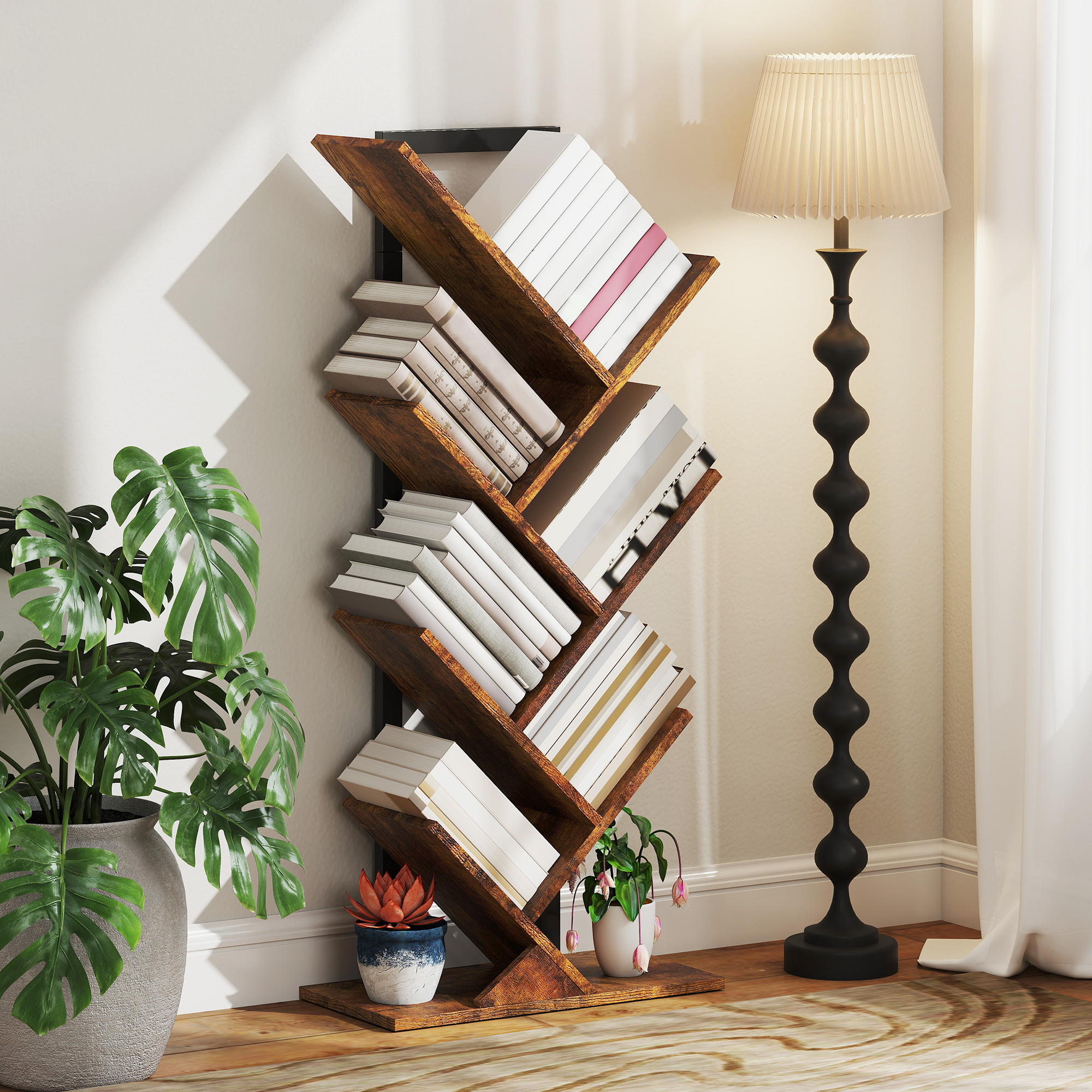 Six-Section Tree Bookcase-Wood-Effect — image 5