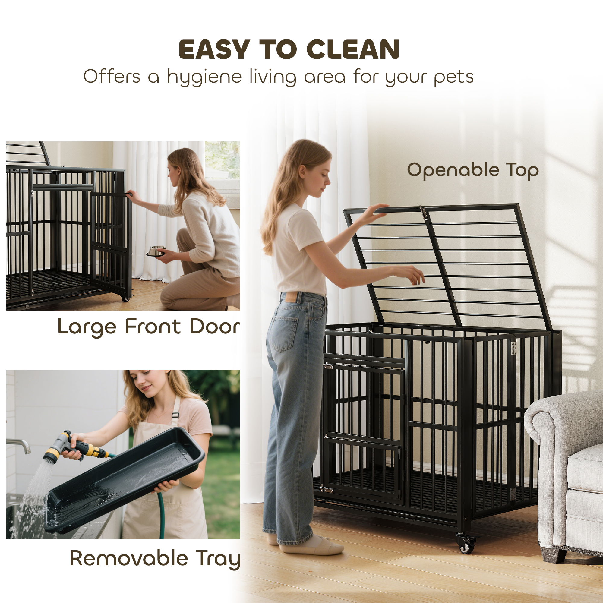 43IN Heavy Duty Dog Crate,Foldable Cage,with Openable Top,Locks,Removable — image 4